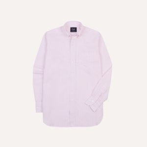 Pink Narrow Stripe Cotton Poplin Button-Down Shirt