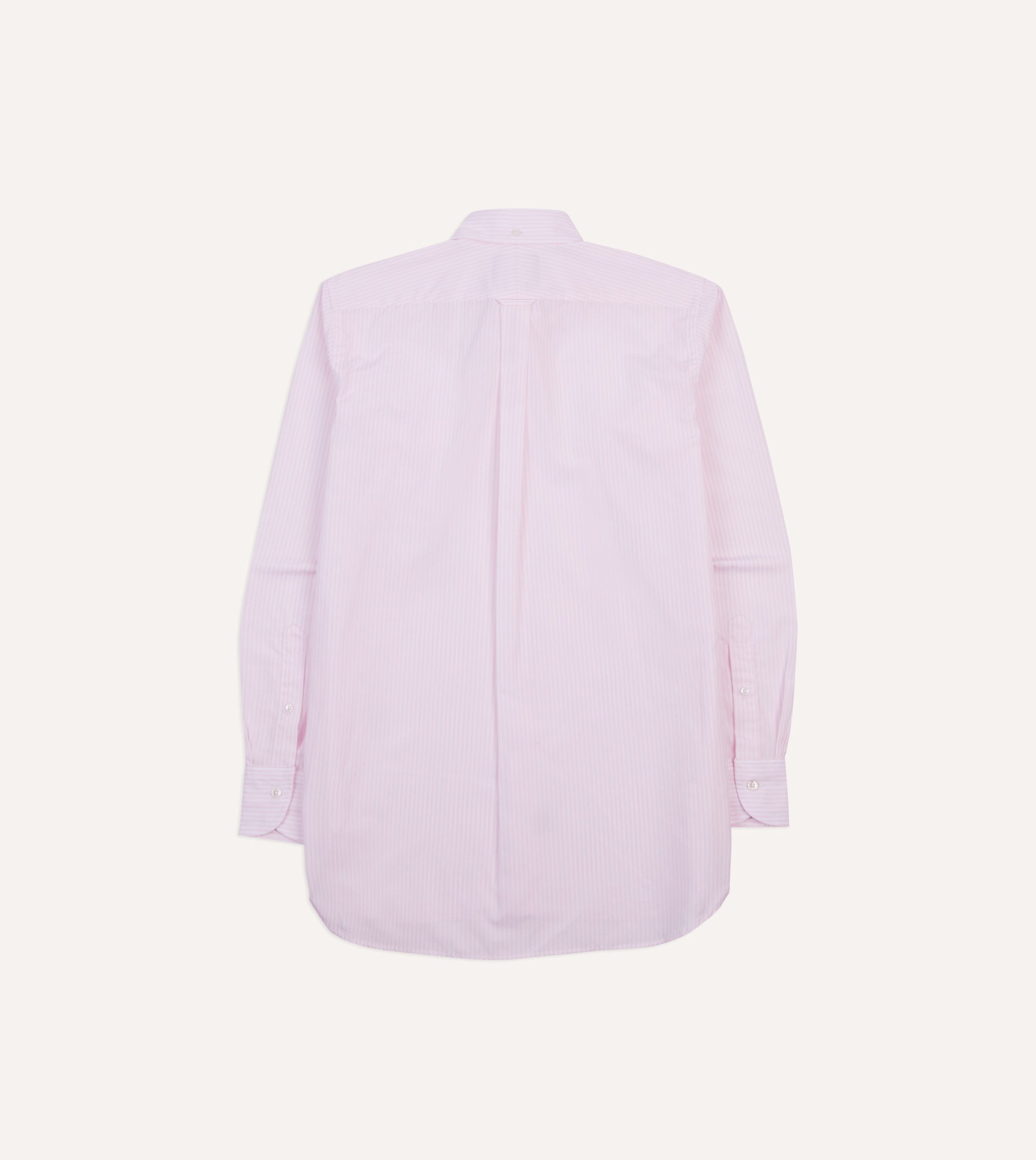 Pink Narrow Stripe Cotton Poplin Button-Down Shirt - Image 6