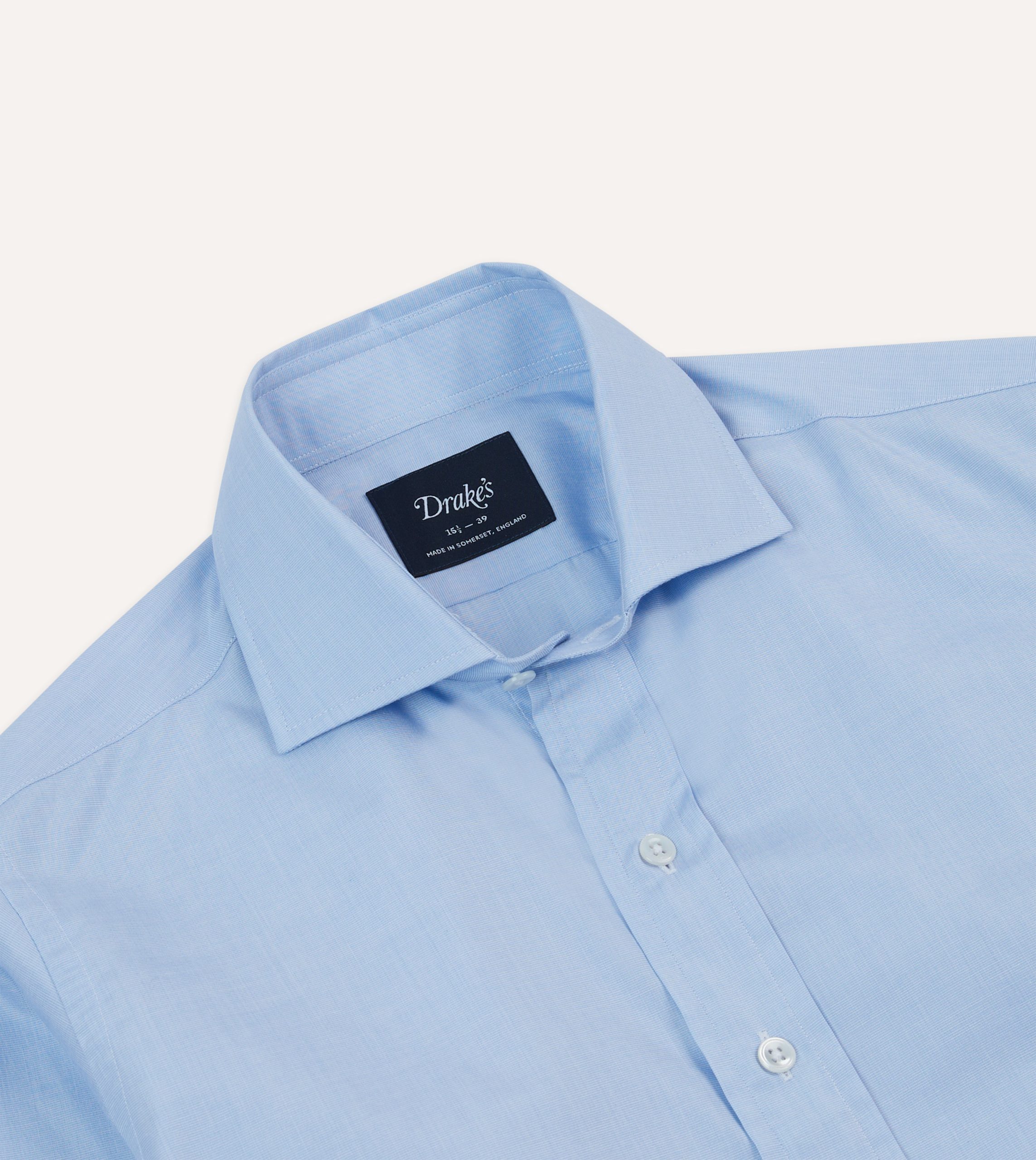 Sky Blue Cotton Spread Collar End-on-End Poplin Shirt - Image 3