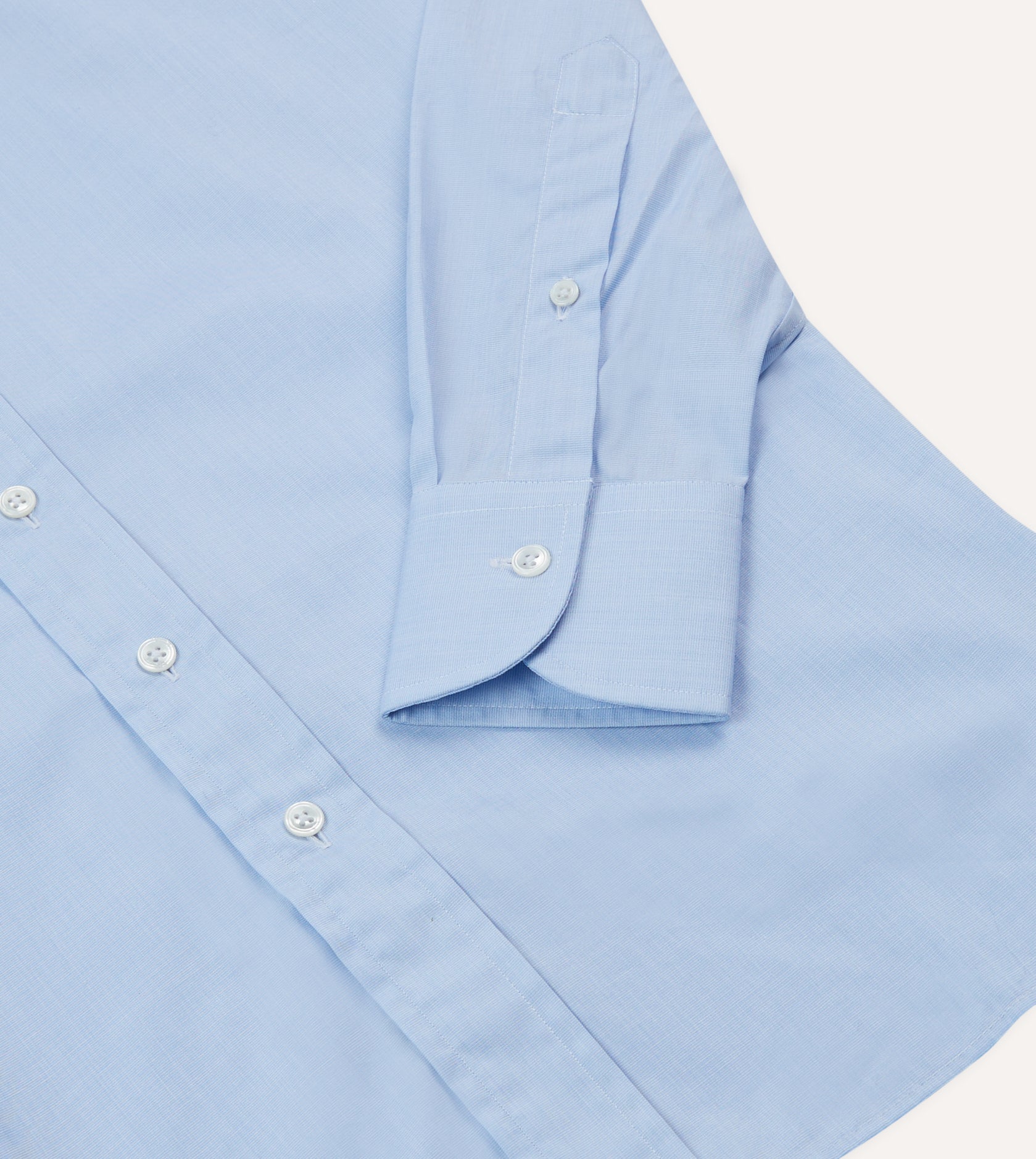 Sky Blue Cotton Spread Collar End-on-End Poplin Shirt - Image 4