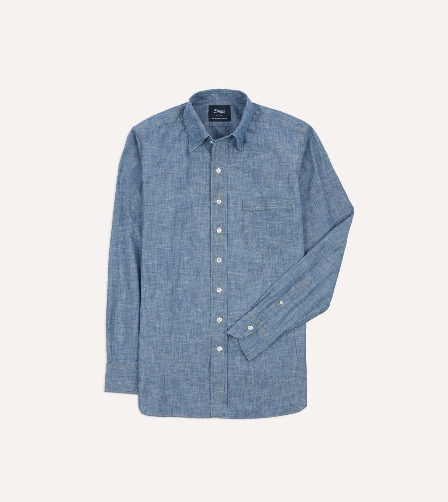 Blue Chambray Long Point Collar Shirt