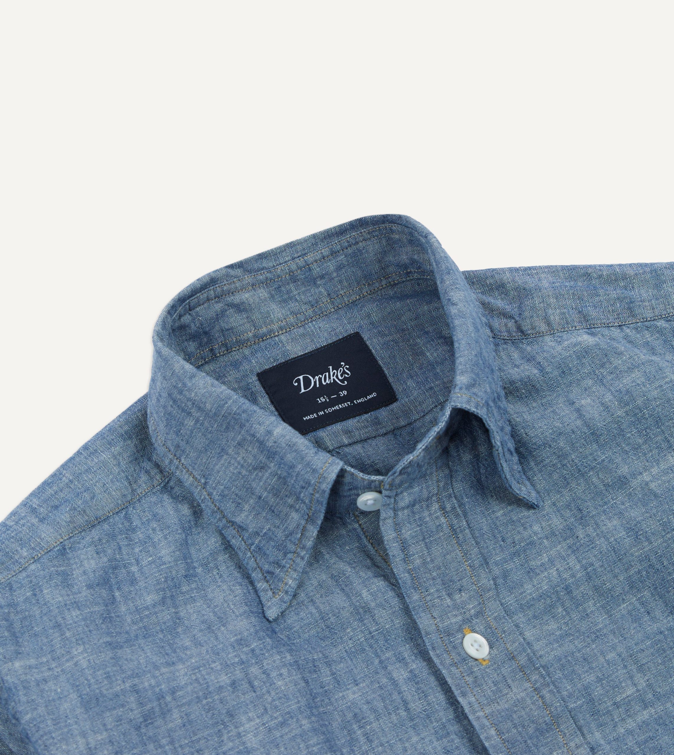 Blue Chambray Long Point Collar Shirt - Image 3