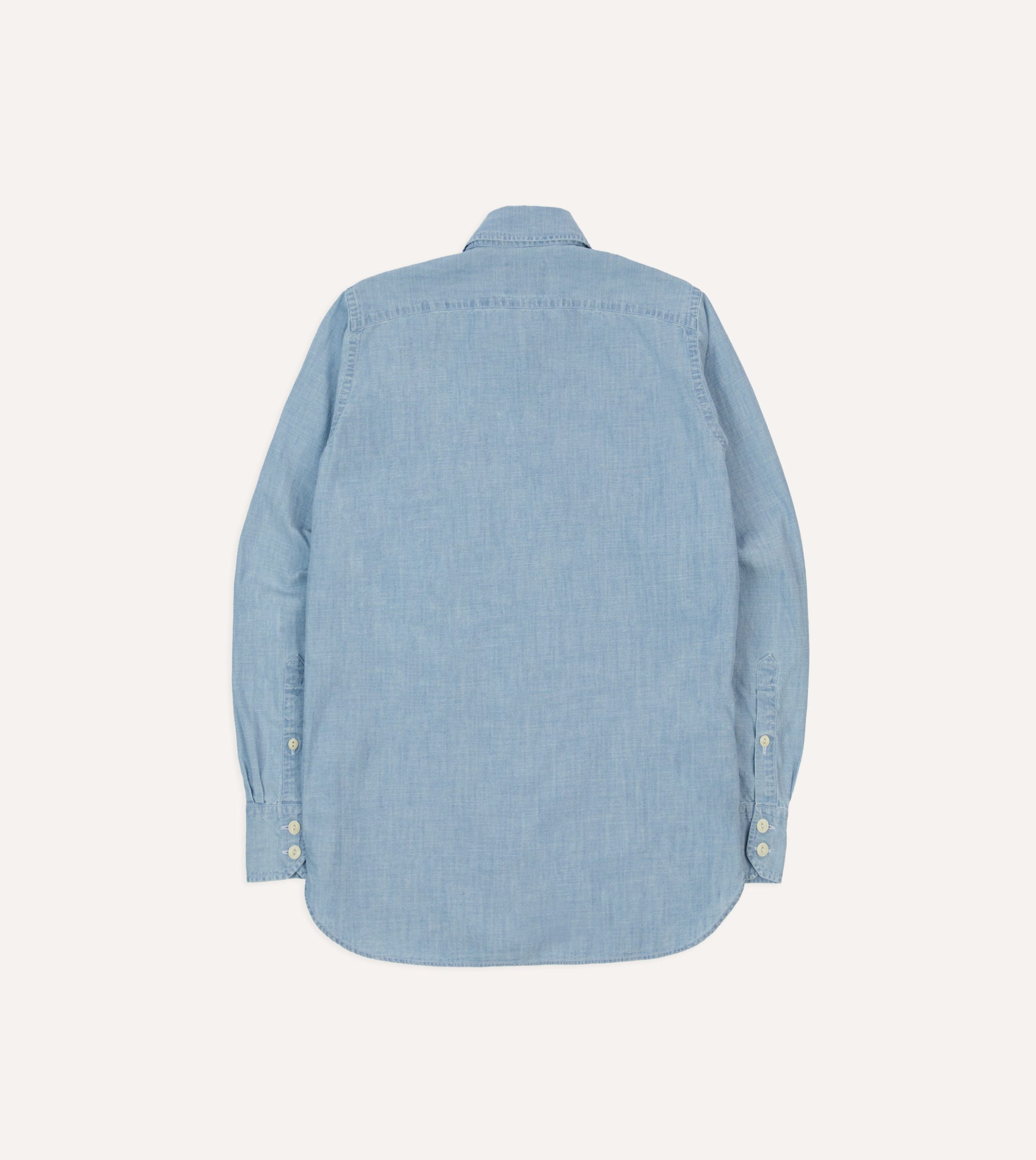 Blue Cotton Chambray Two-Pocket Work Shirt - Image 6