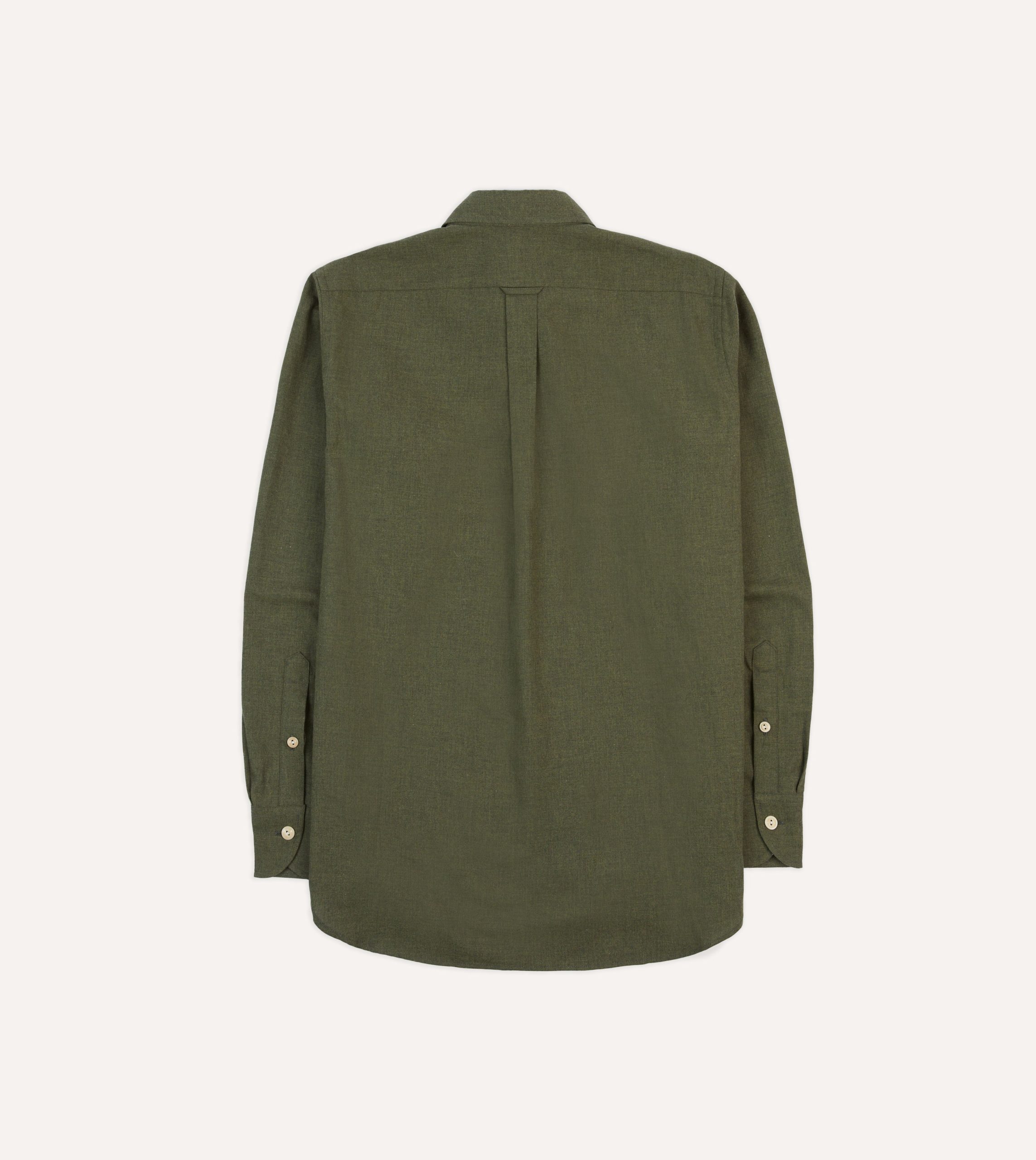 Khaki Green Cotton Flannel Two-Pocket Work Shirt - Image 6