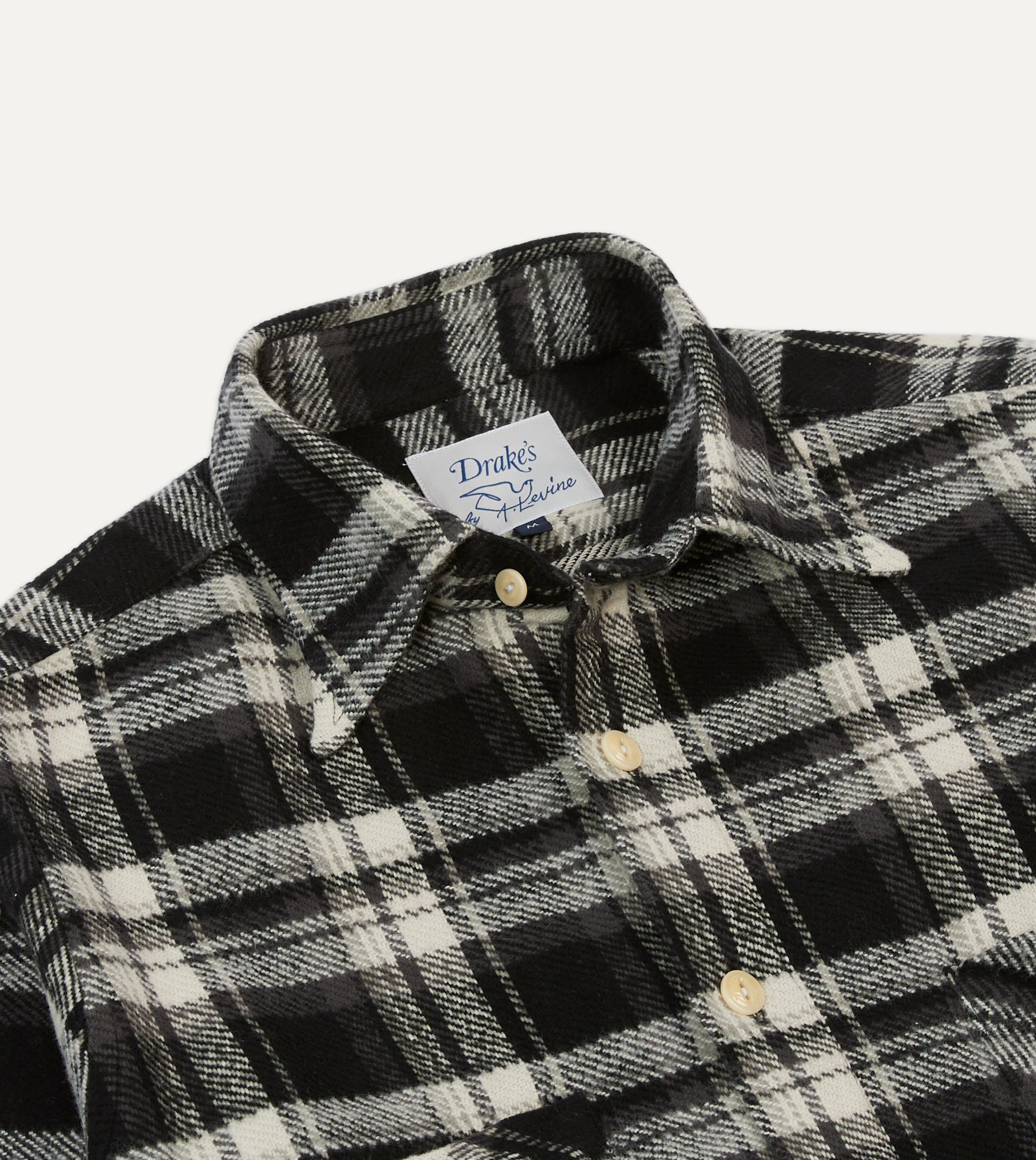 Drake's by A. Levine Black Check Cotton Two-Pocket Work Shirt - Image 3