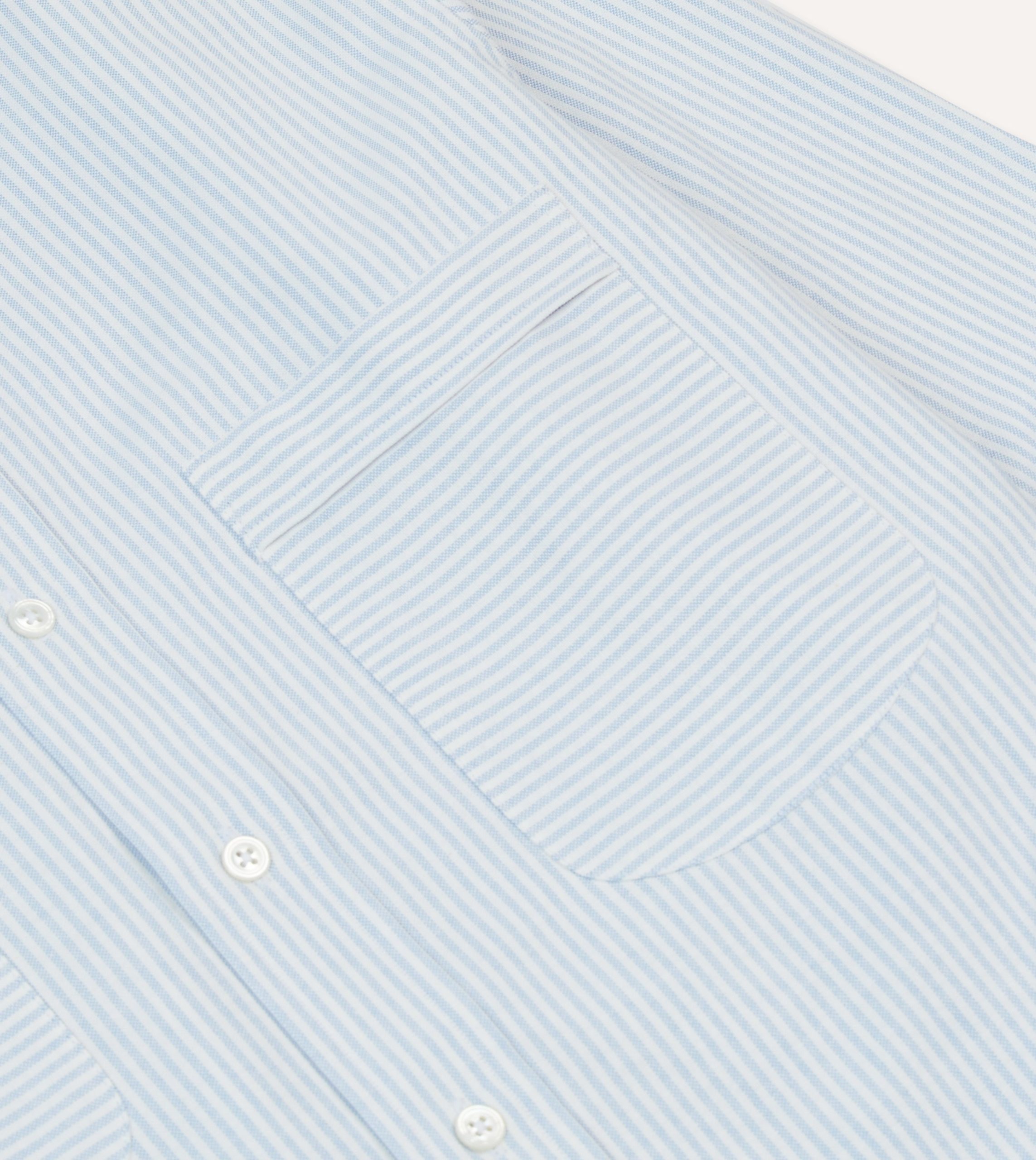 Blue Ticking Stripe Oxford Cloth Button-Down Work Shirt - Image 4