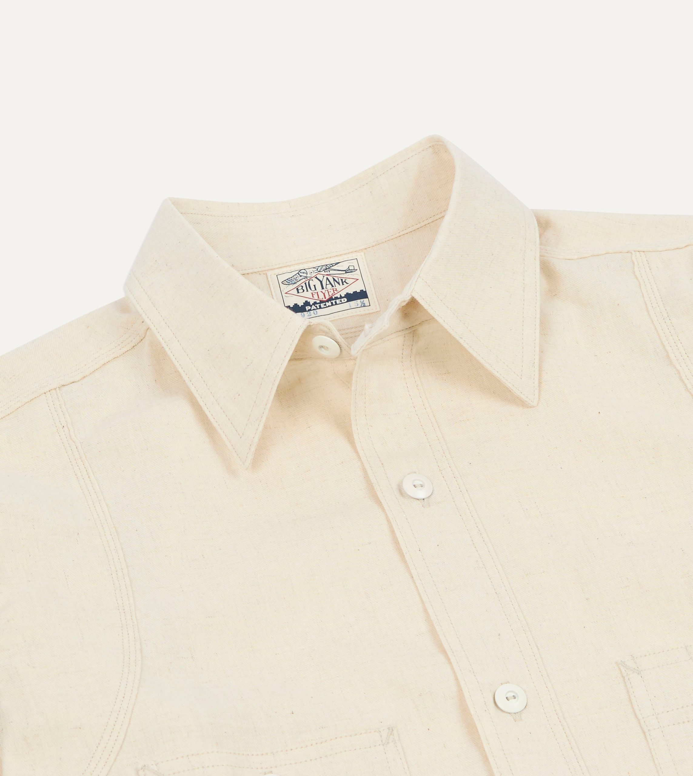 Big Yank '1920' Ecru Cotton-Linen Twill Flyer Shirt - Image 3