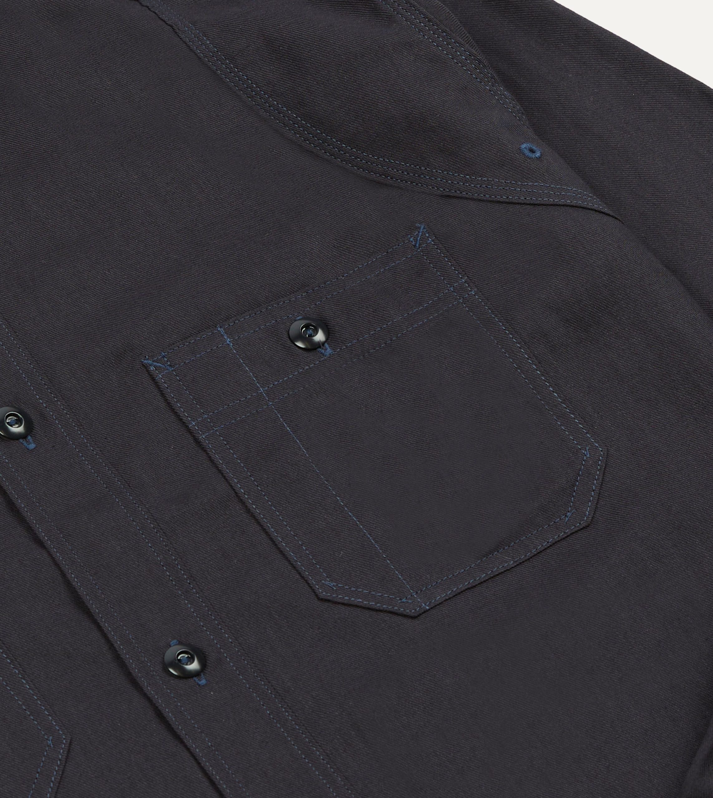 Big Yank '1920' Indigo Cotton-Linen Twill Flyer Shirt - Image 5