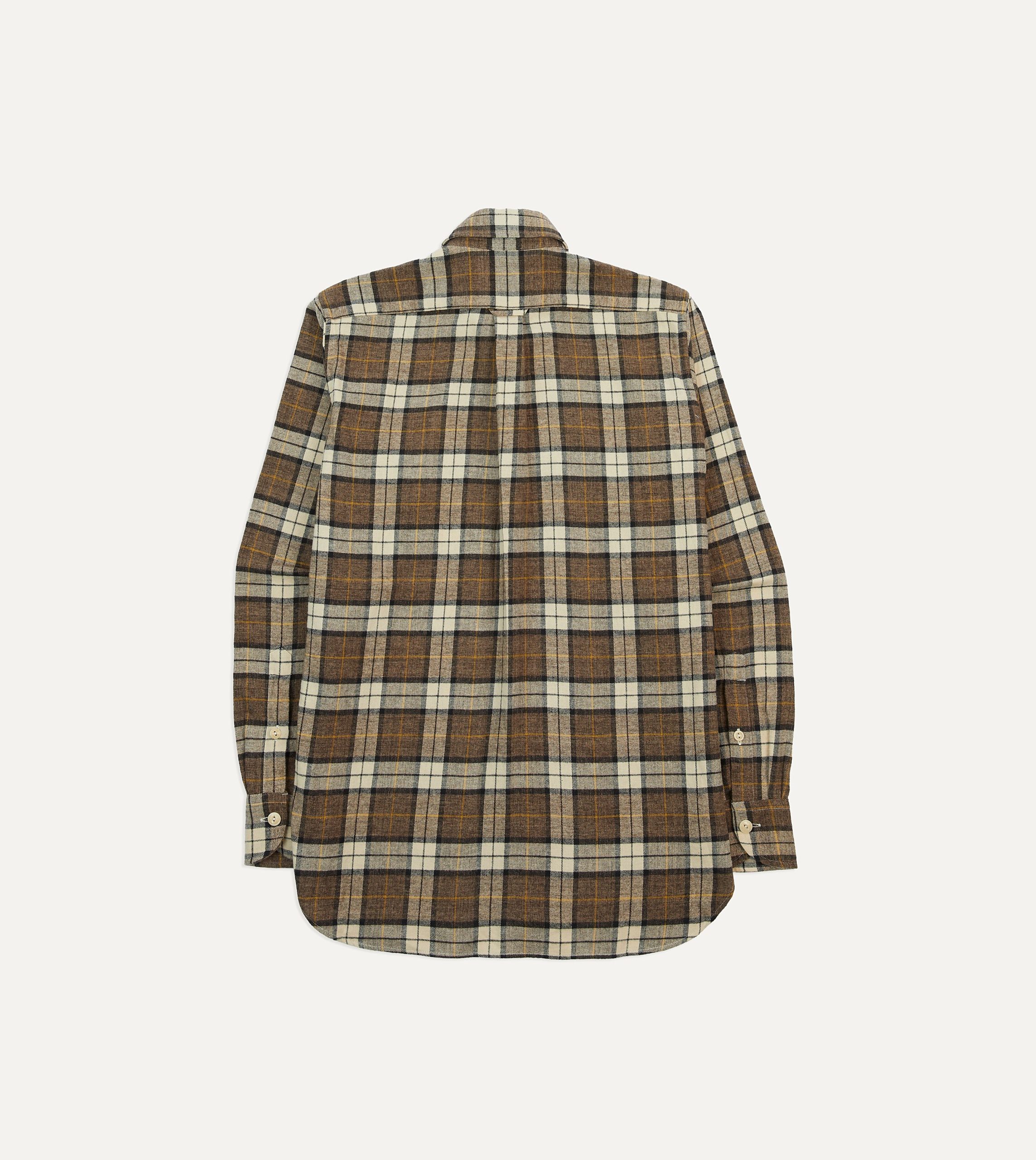 Brown Check Brushed Cotton Two-Pocket Work Shirt - Image 6