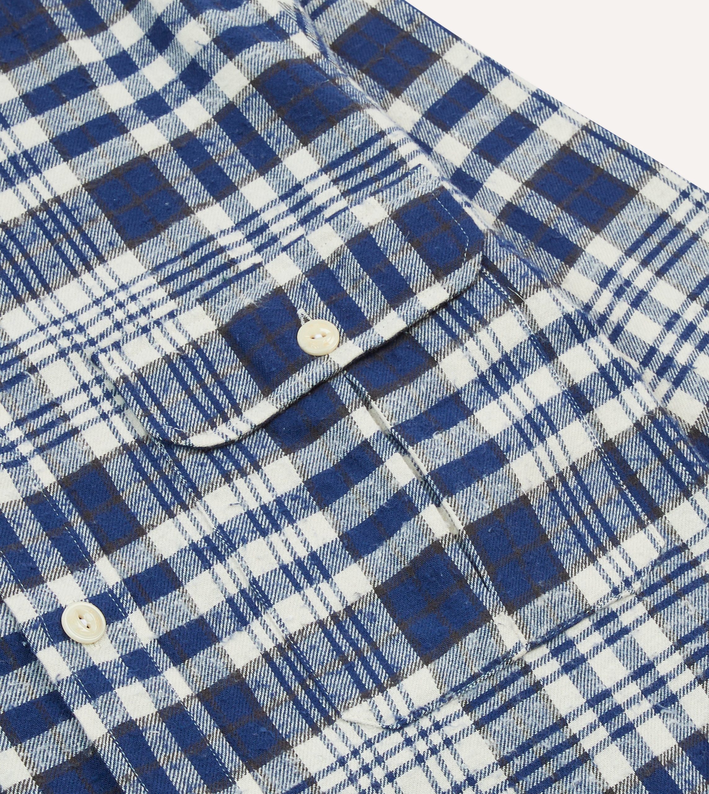 Blue Check Brushed Cotton Two-Pocket Work Shirt - Image 4