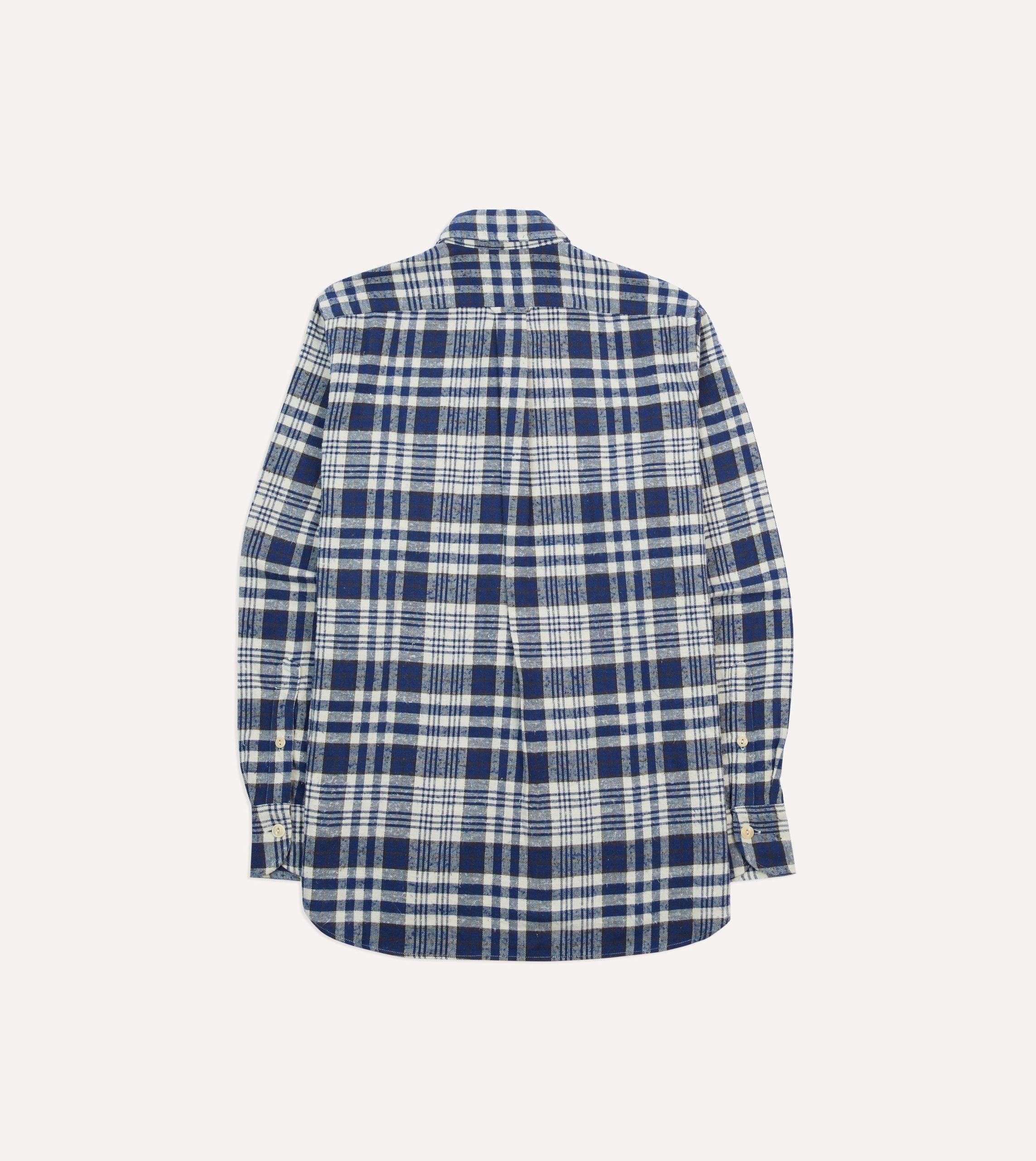 Blue Check Brushed Cotton Two-Pocket Work Shirt - Image 6