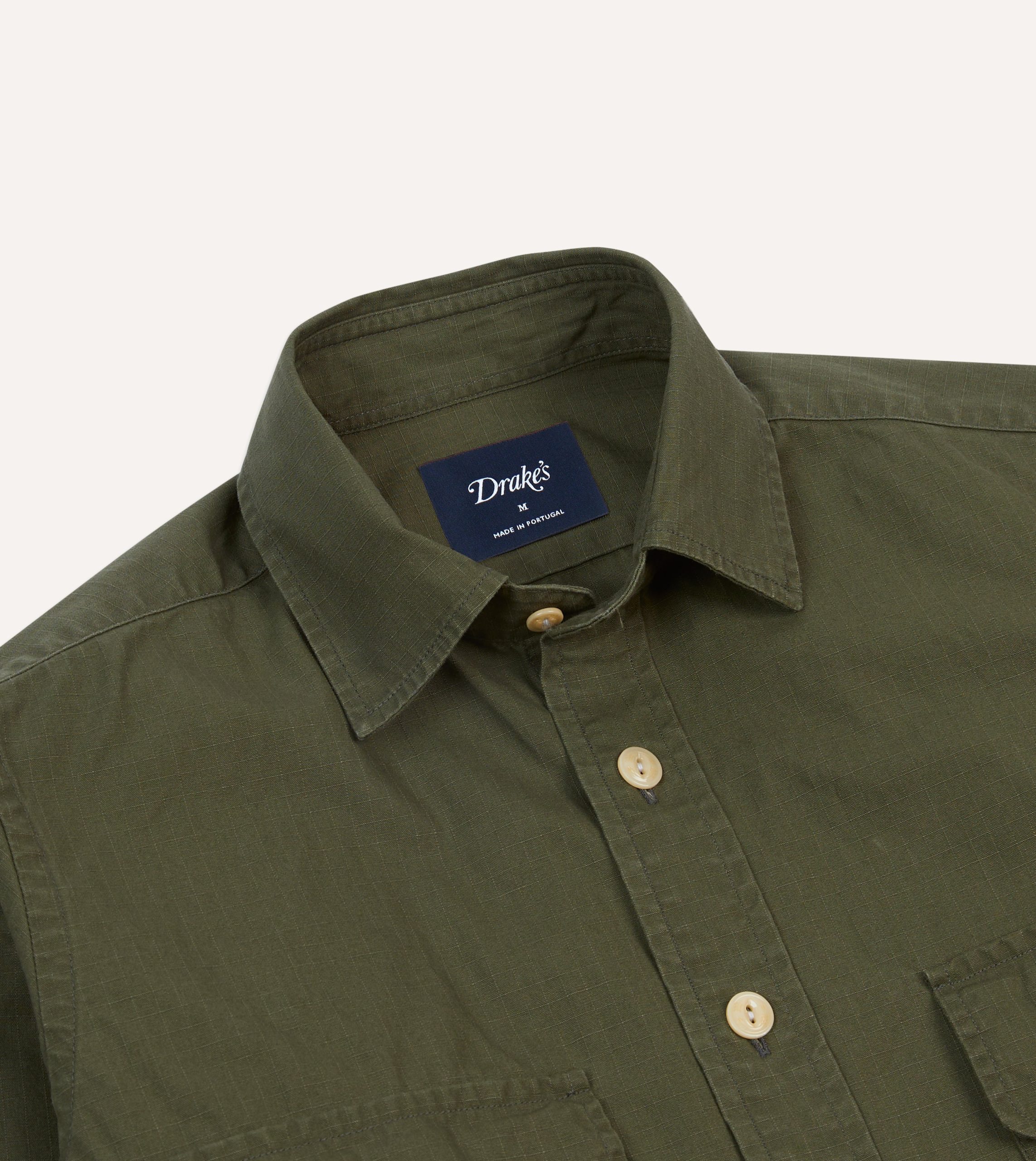 Olive Ripstop Cotton Work Shirt - Image 3