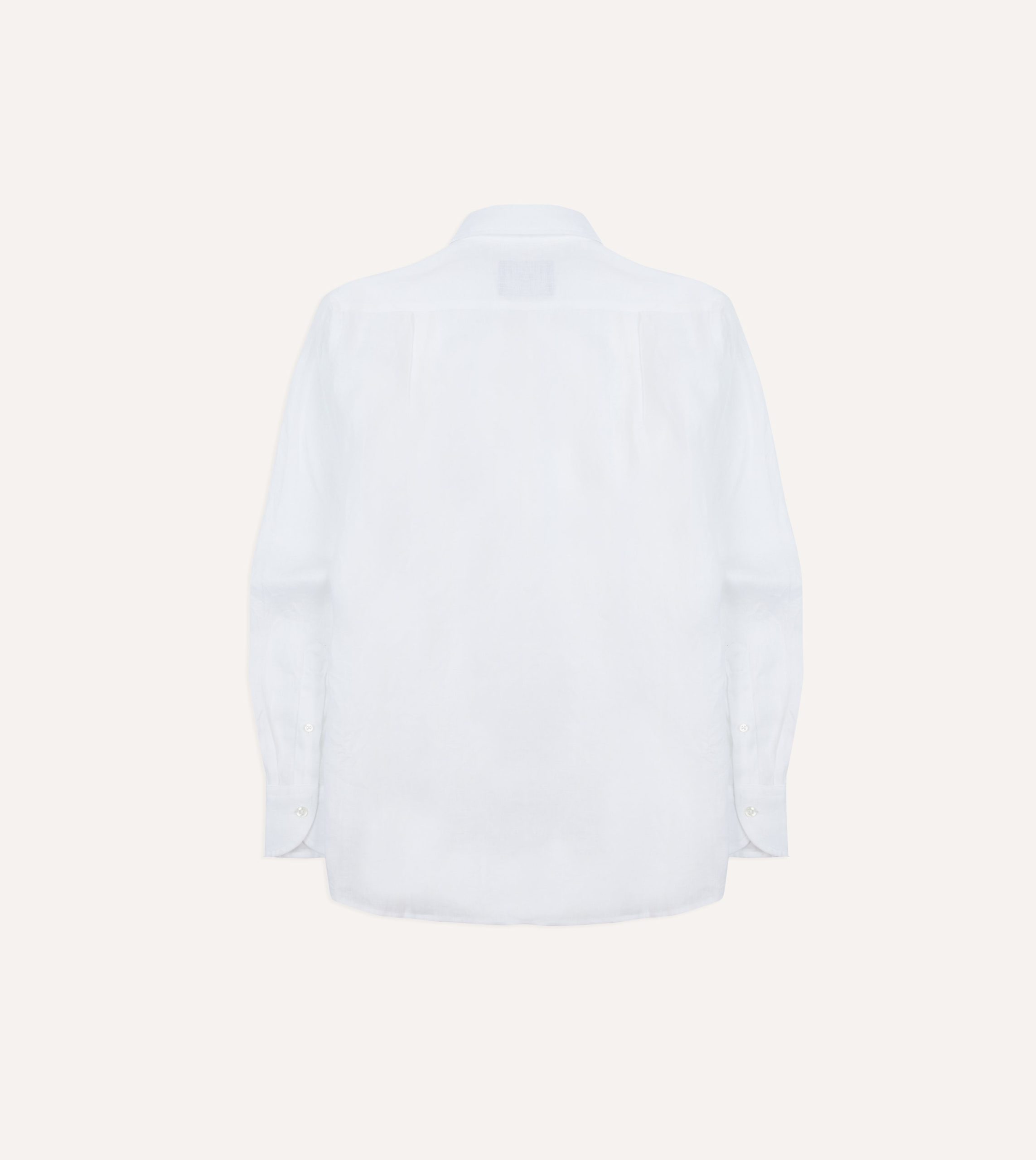 White Linen Spread Collar Shirt - Image 6