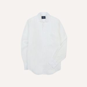 Ecru Linen Spread Collar Shirt