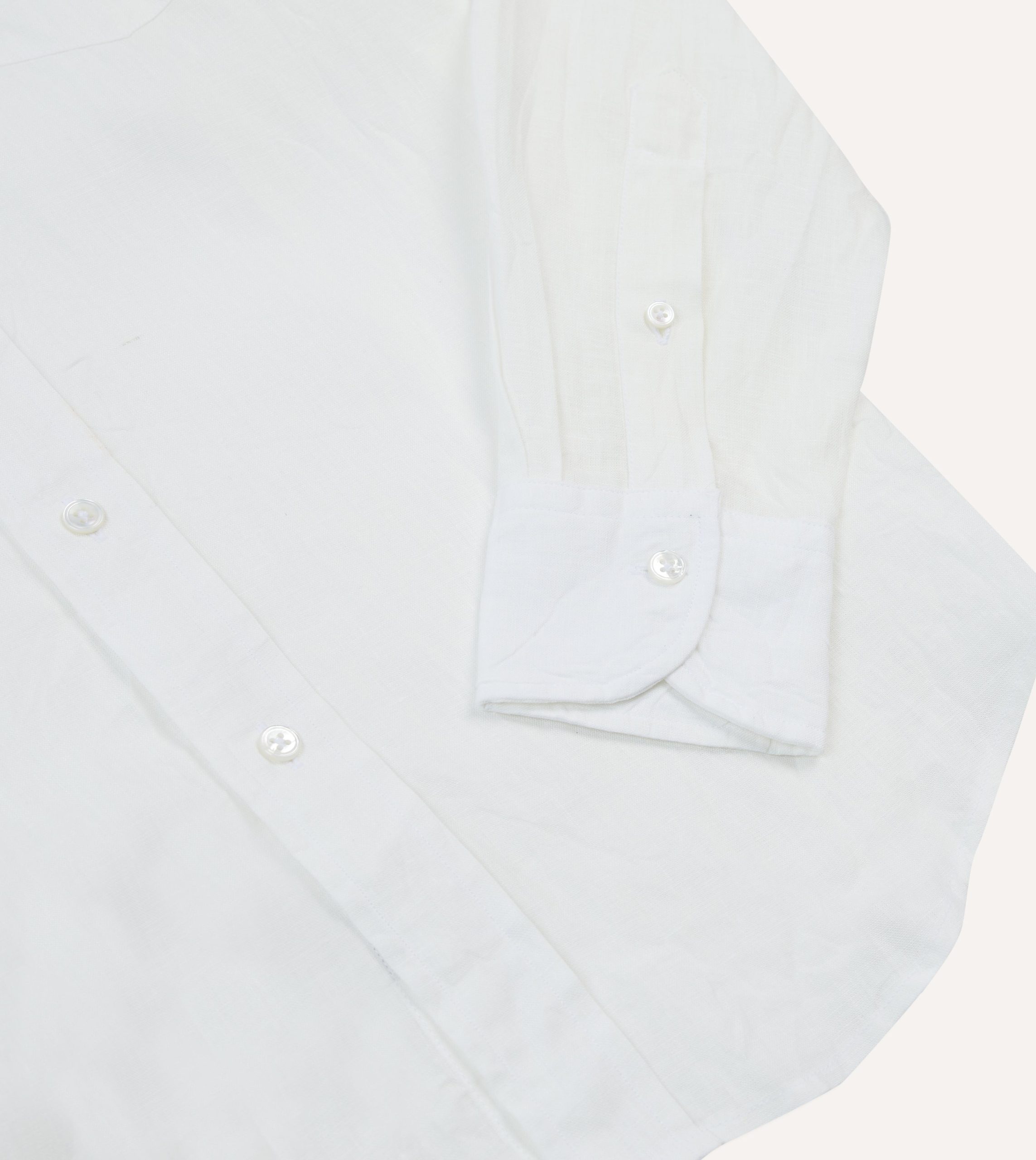 Ecru Linen Spread Collar Shirt - Image 5