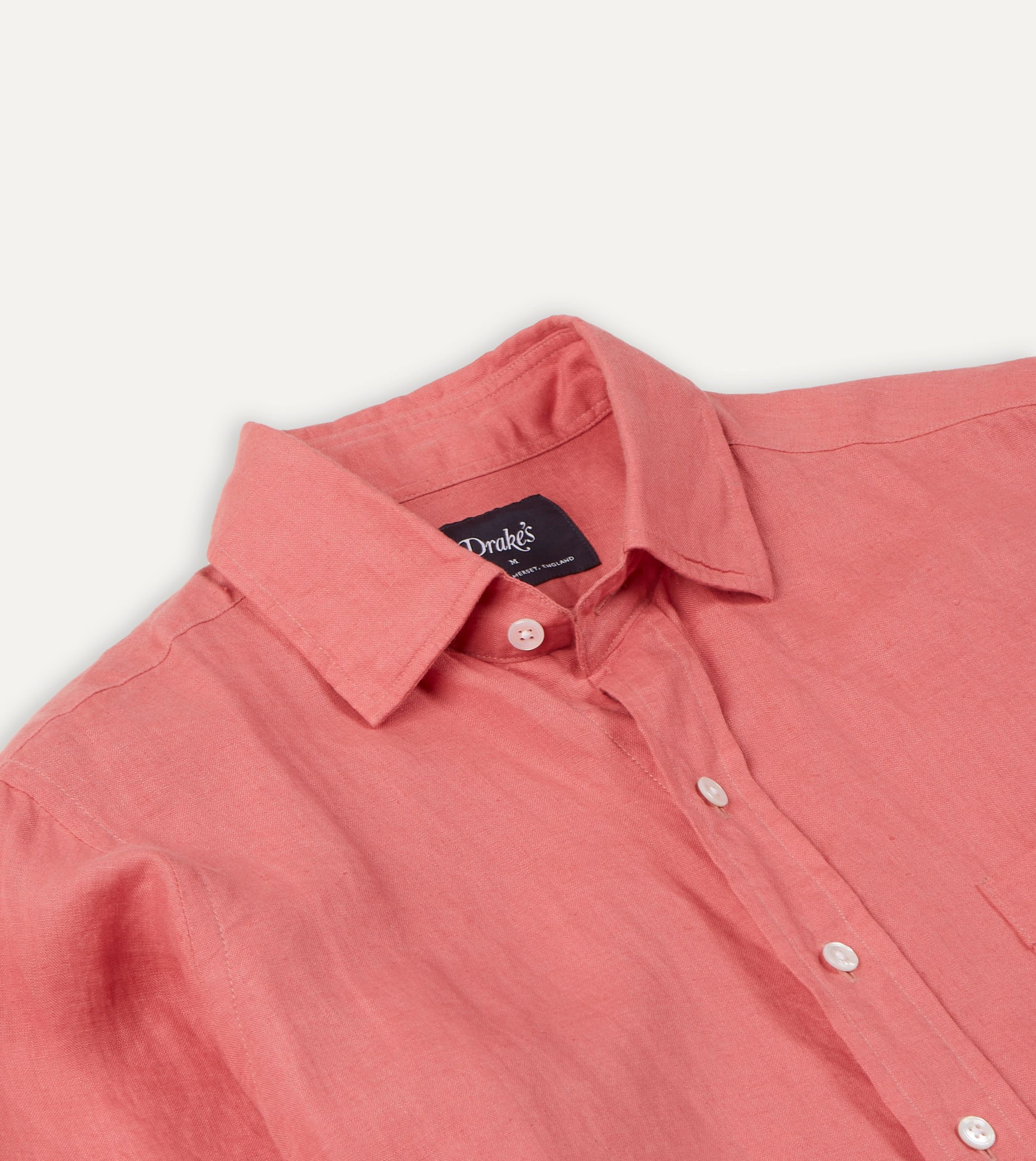 Pink Linen Spread Collar Shirt - Image 4