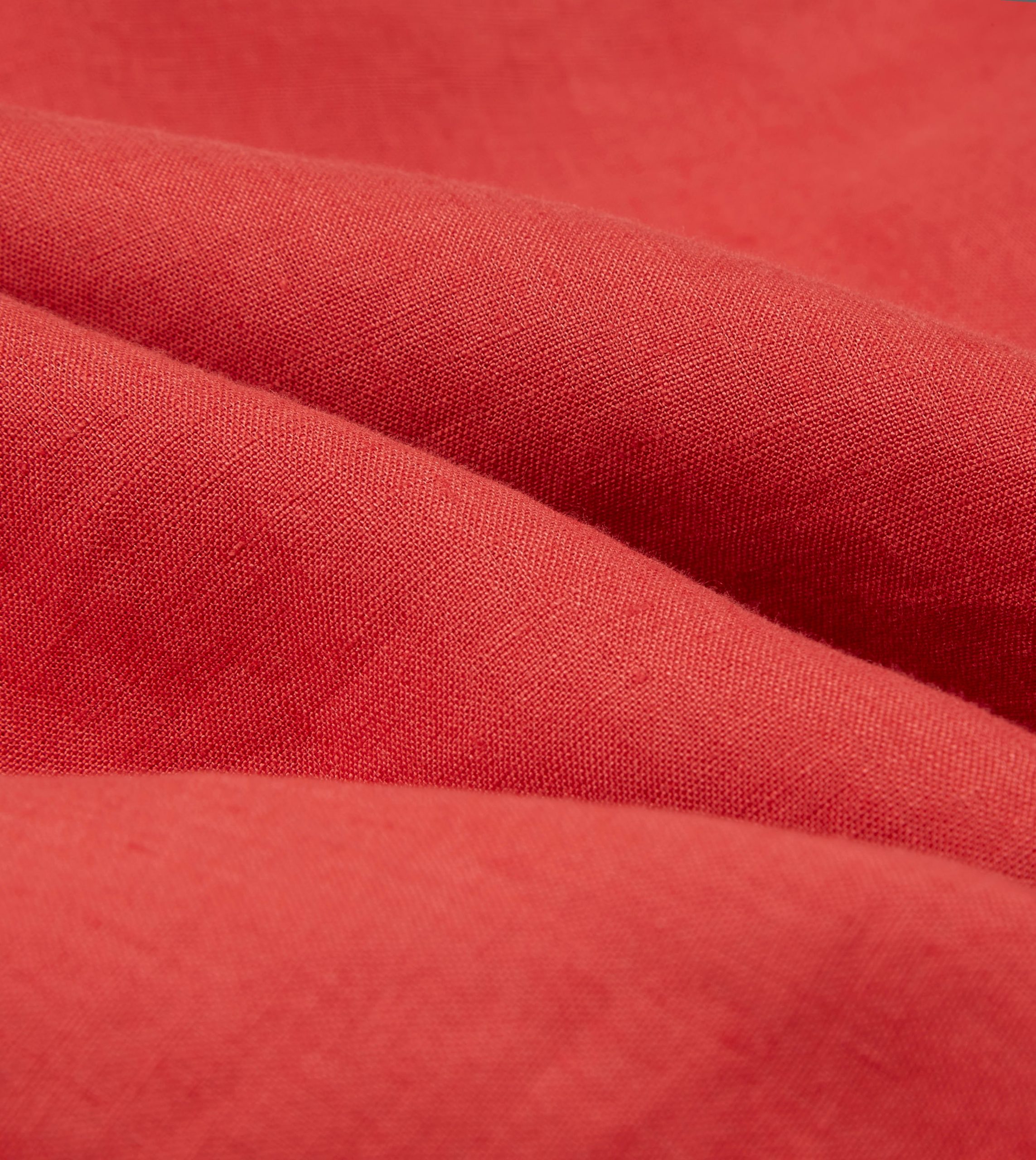 Red Linen Spread Collar Shirt - Image 2