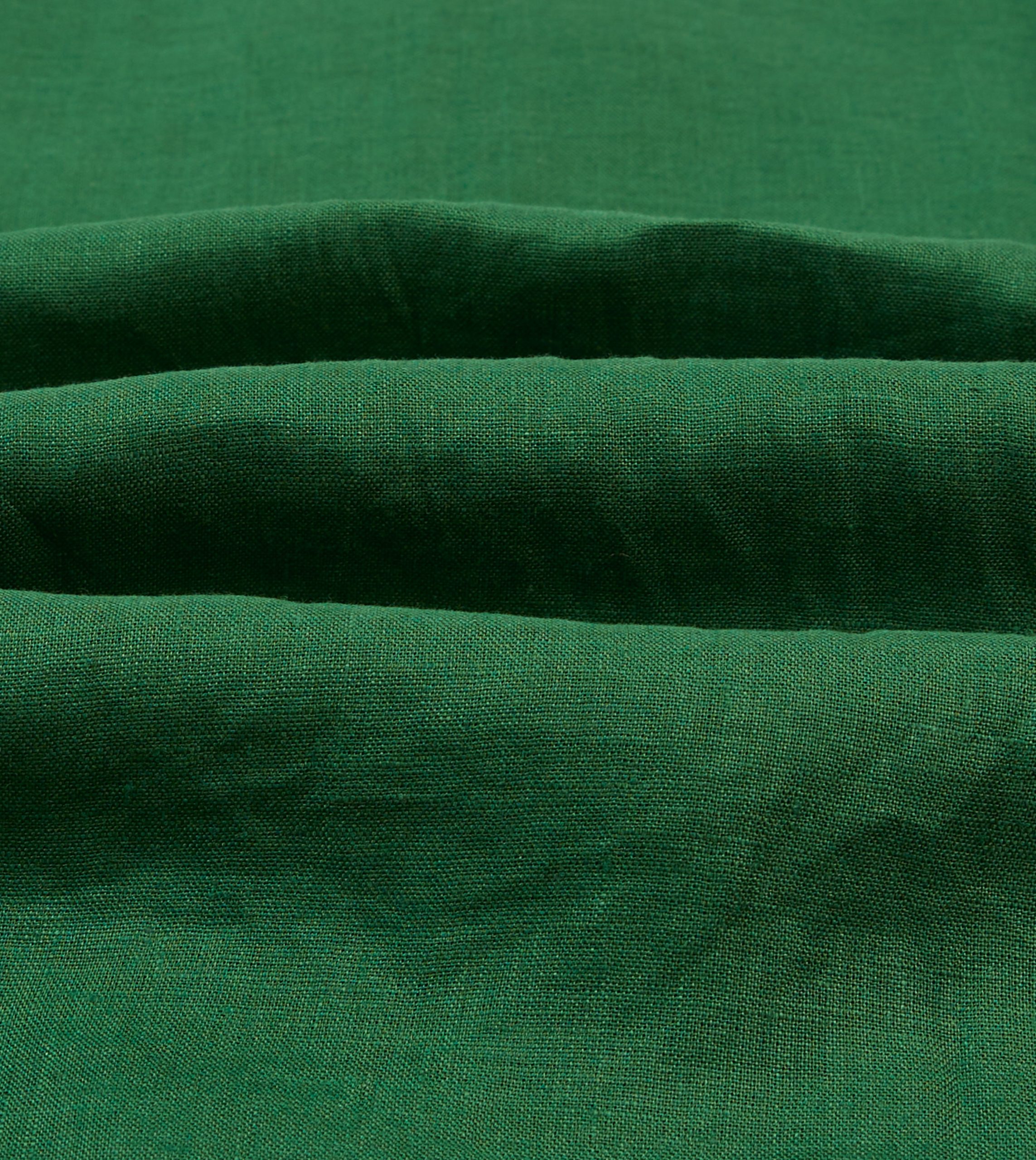 Forest Green Linen Spread Collar Shirt - Image 2