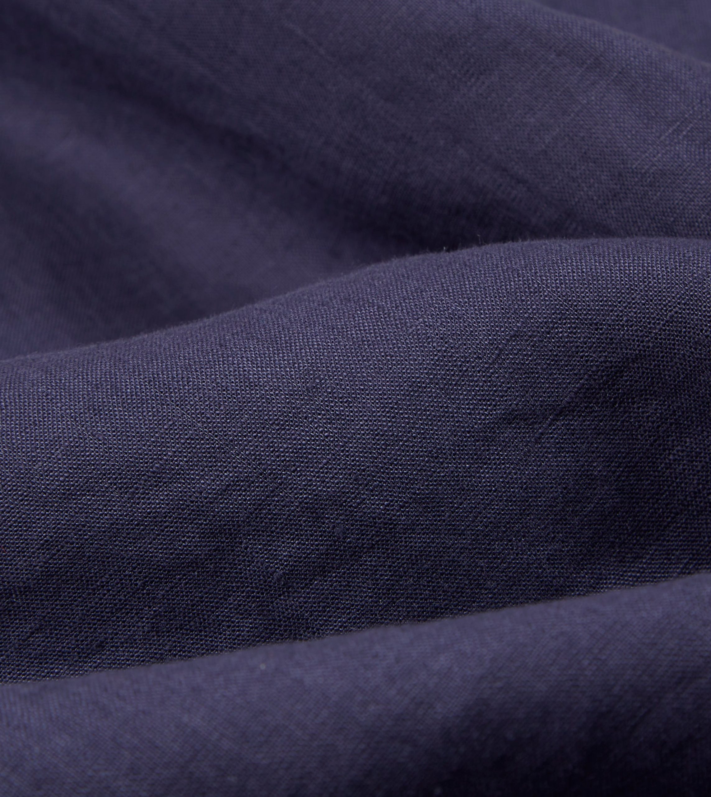 Washed Navy Linen Spread Collar Shirt - Image 2