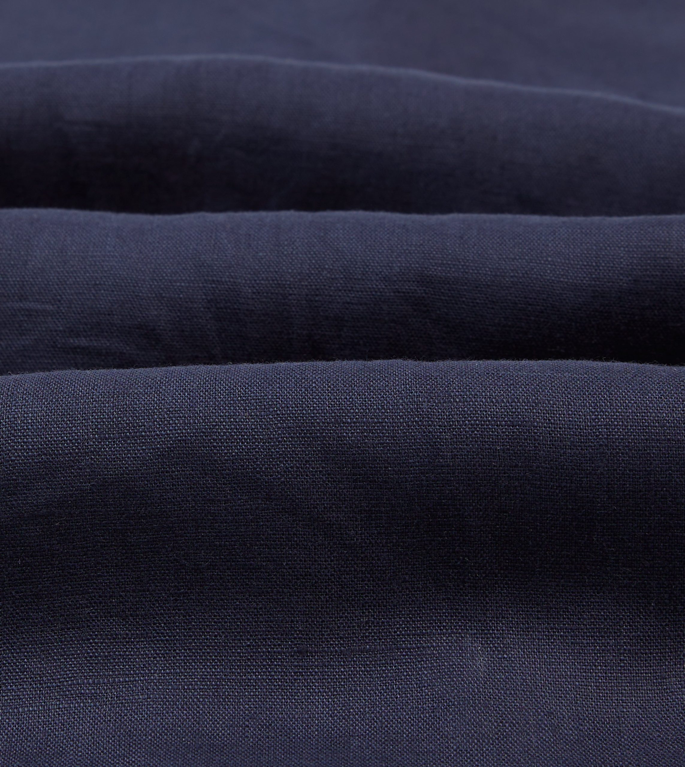 Navy Linen Camp Collar Long Sleeve Shirt - Image 2