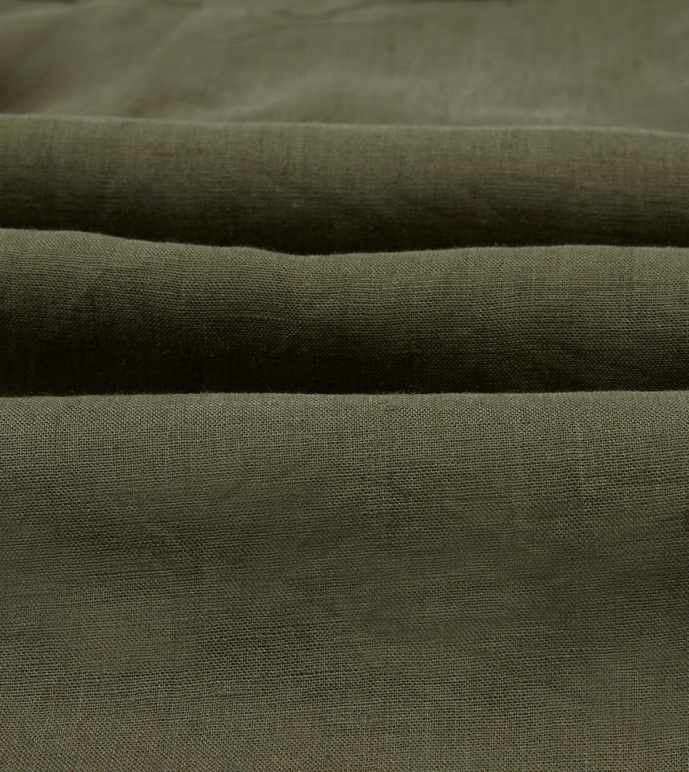 Khaki Linen Camp Collar Long Sleeve Shirt - Image 2