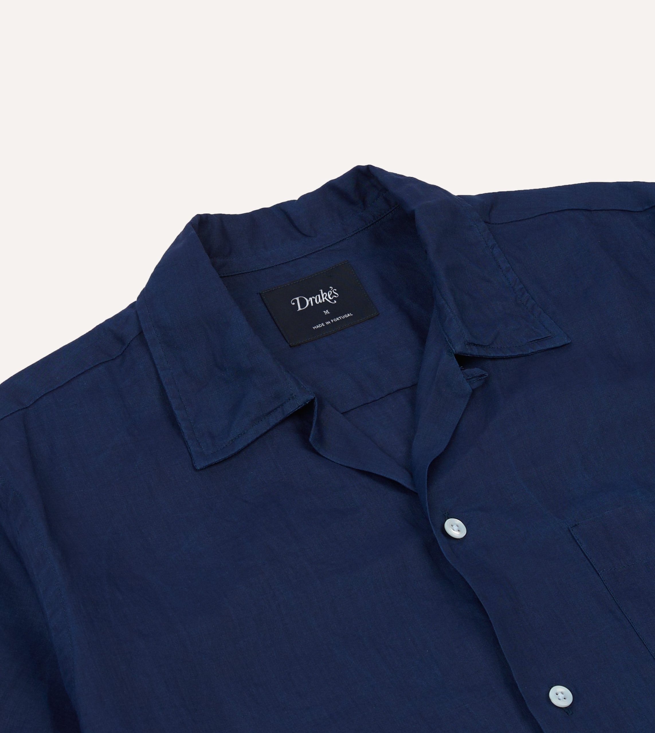 Indigo Ramie Camp Collar Short Sleeve Shirt - Image 3