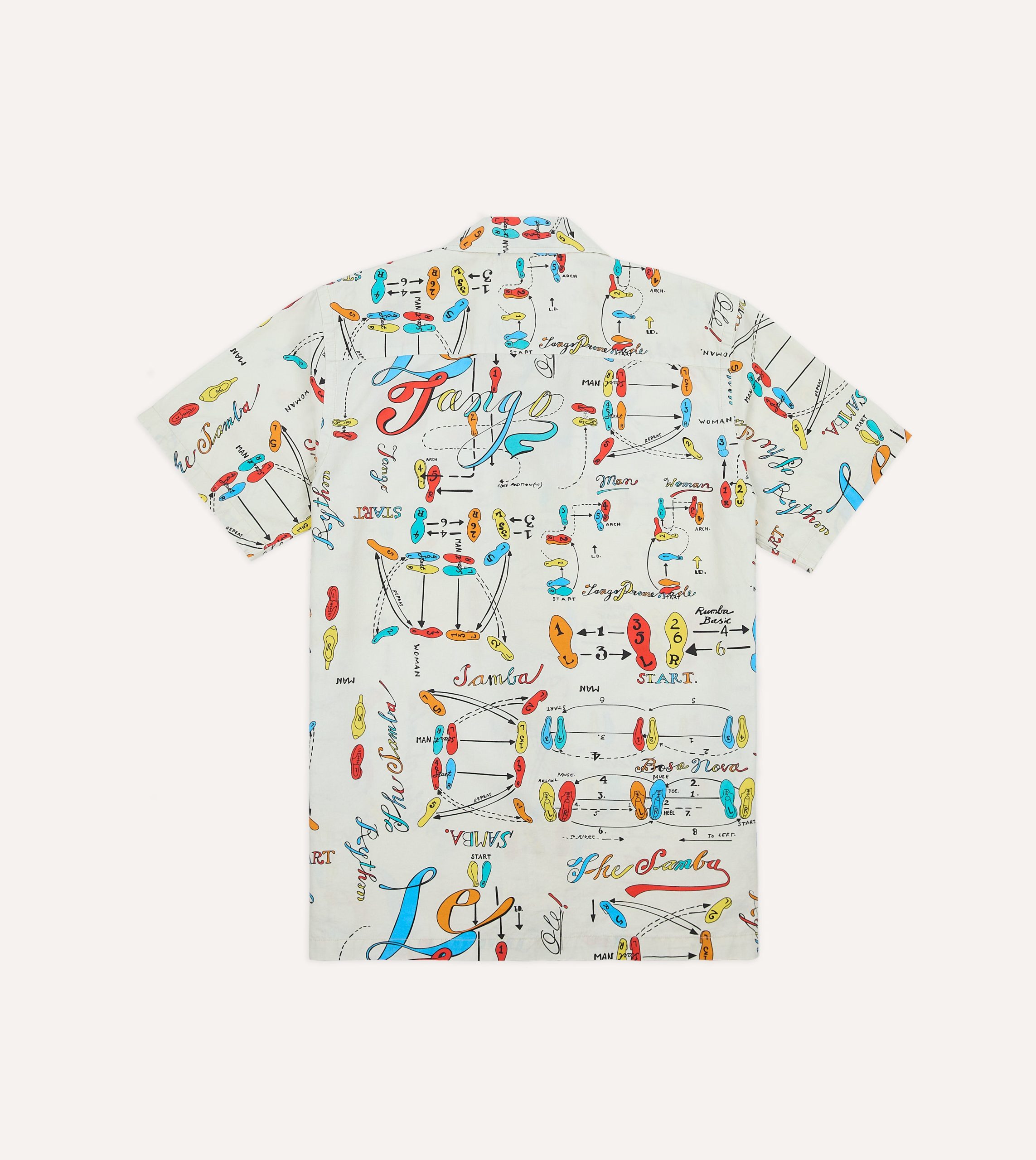 Dance Steps Print Cotton Camp Collar Short Sleeve Shirt - Image 5