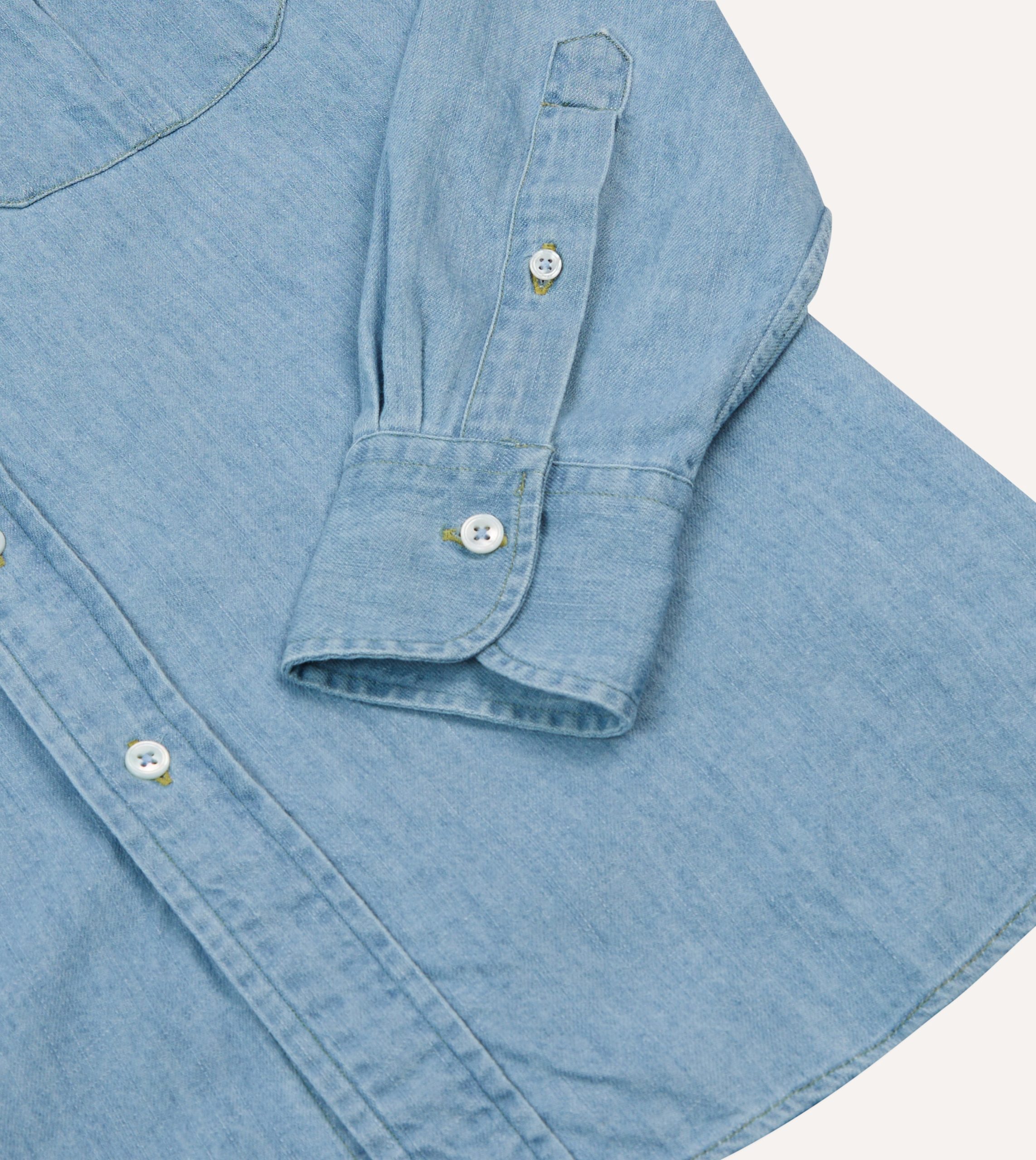 Bleach Wash Denim Work Shirt - Image 5