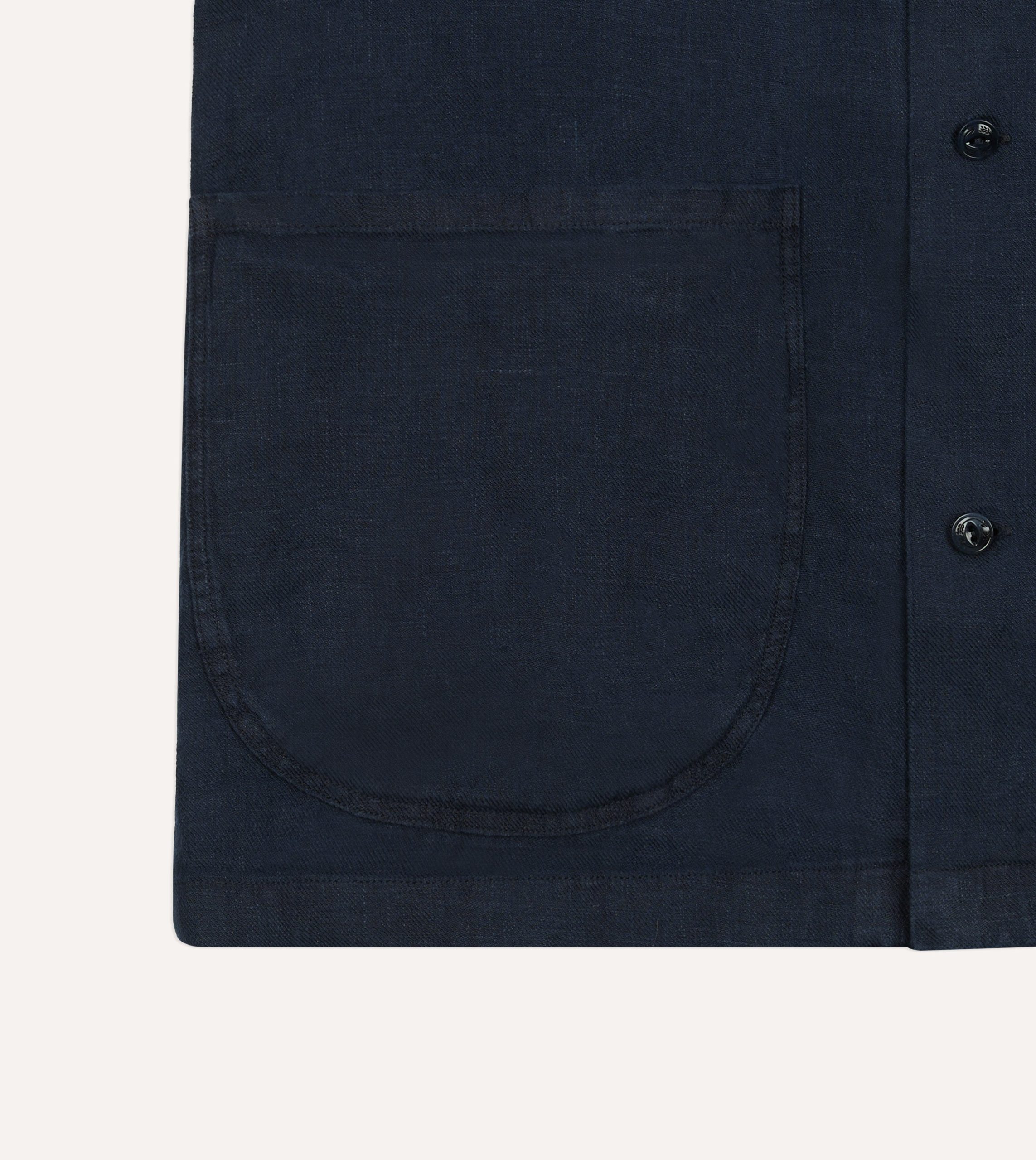 Indigo Linen Short Sleeve Safari Shirt - Image 5