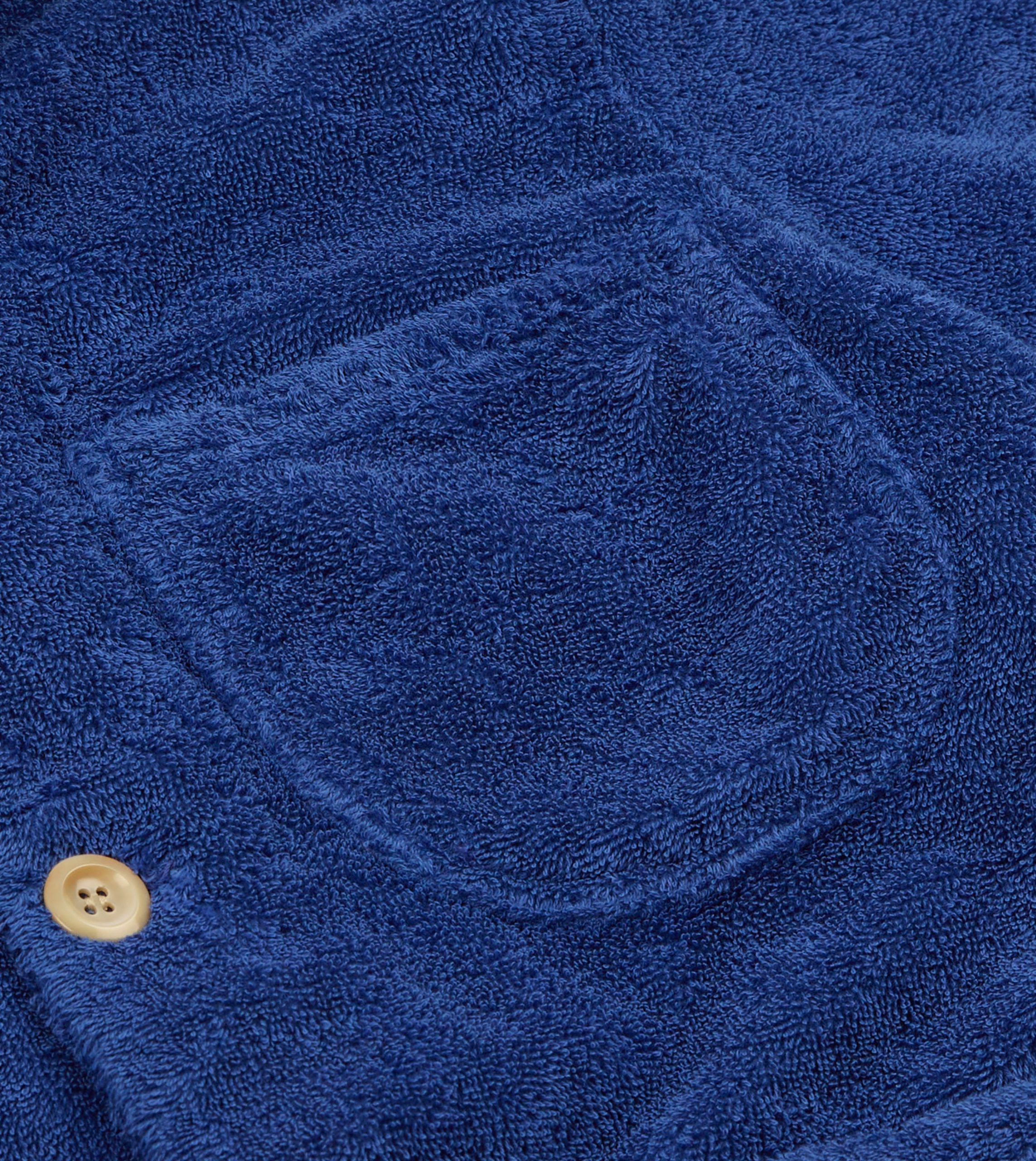 Blue Cotton Terry Towelling Short Sleeve Safari Shirt - Image 5