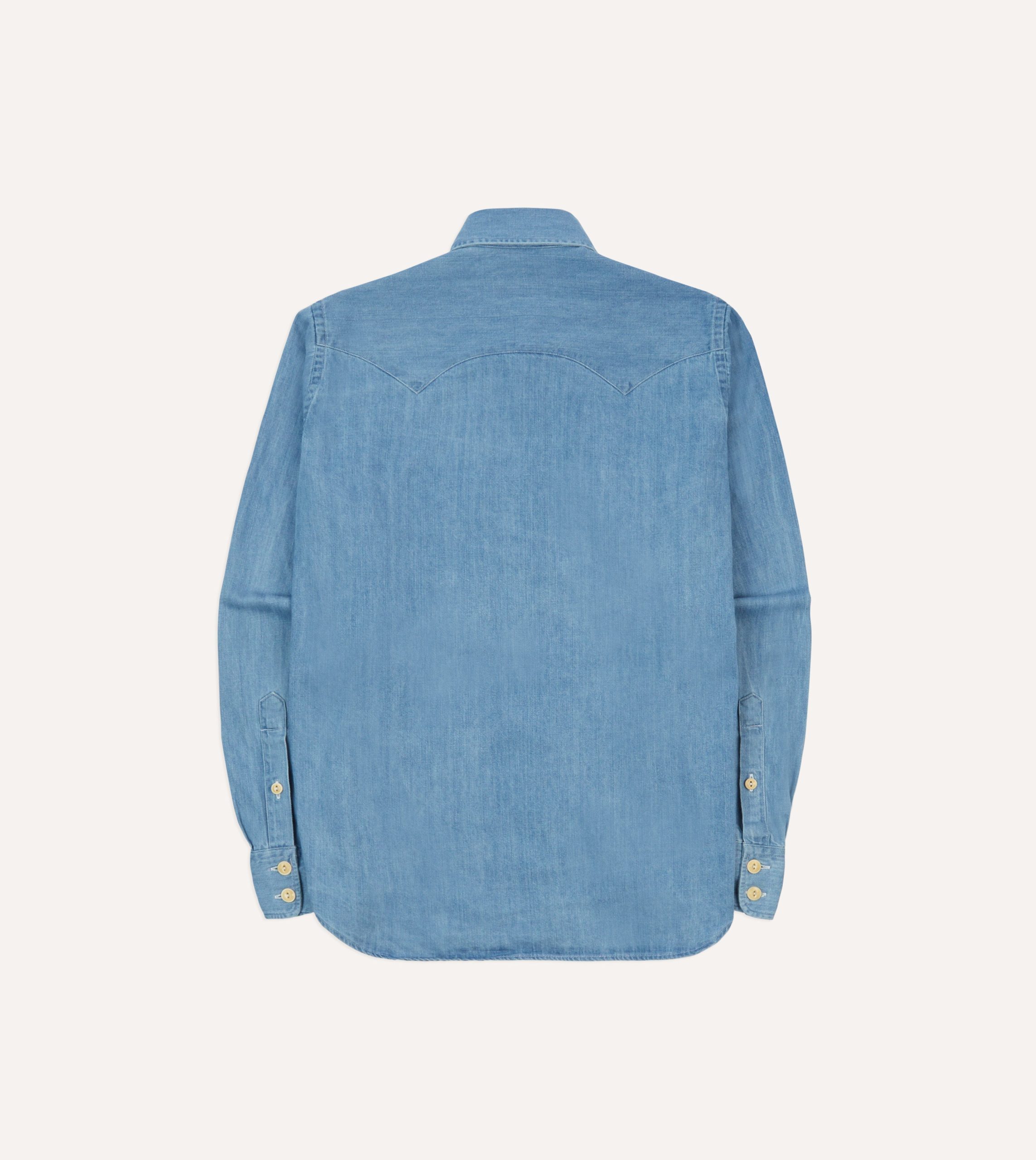 Bleach Wash Denim Two-Pocket Western Shirt - Image 6