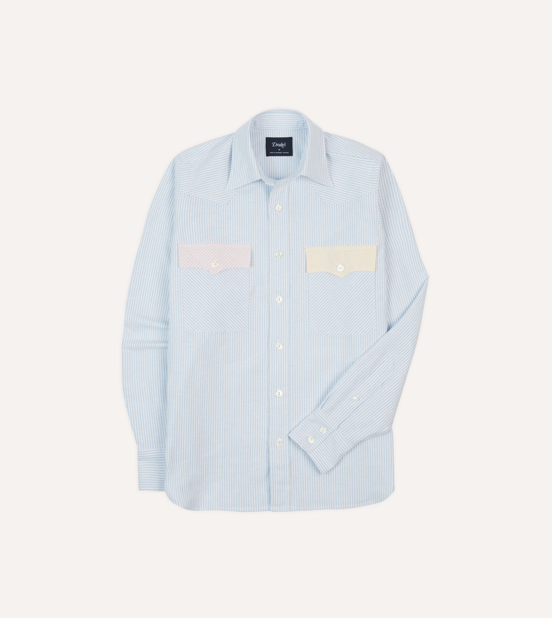 Multi Stripe Cotton Oxford Two-Pocket Western Fun Shirt