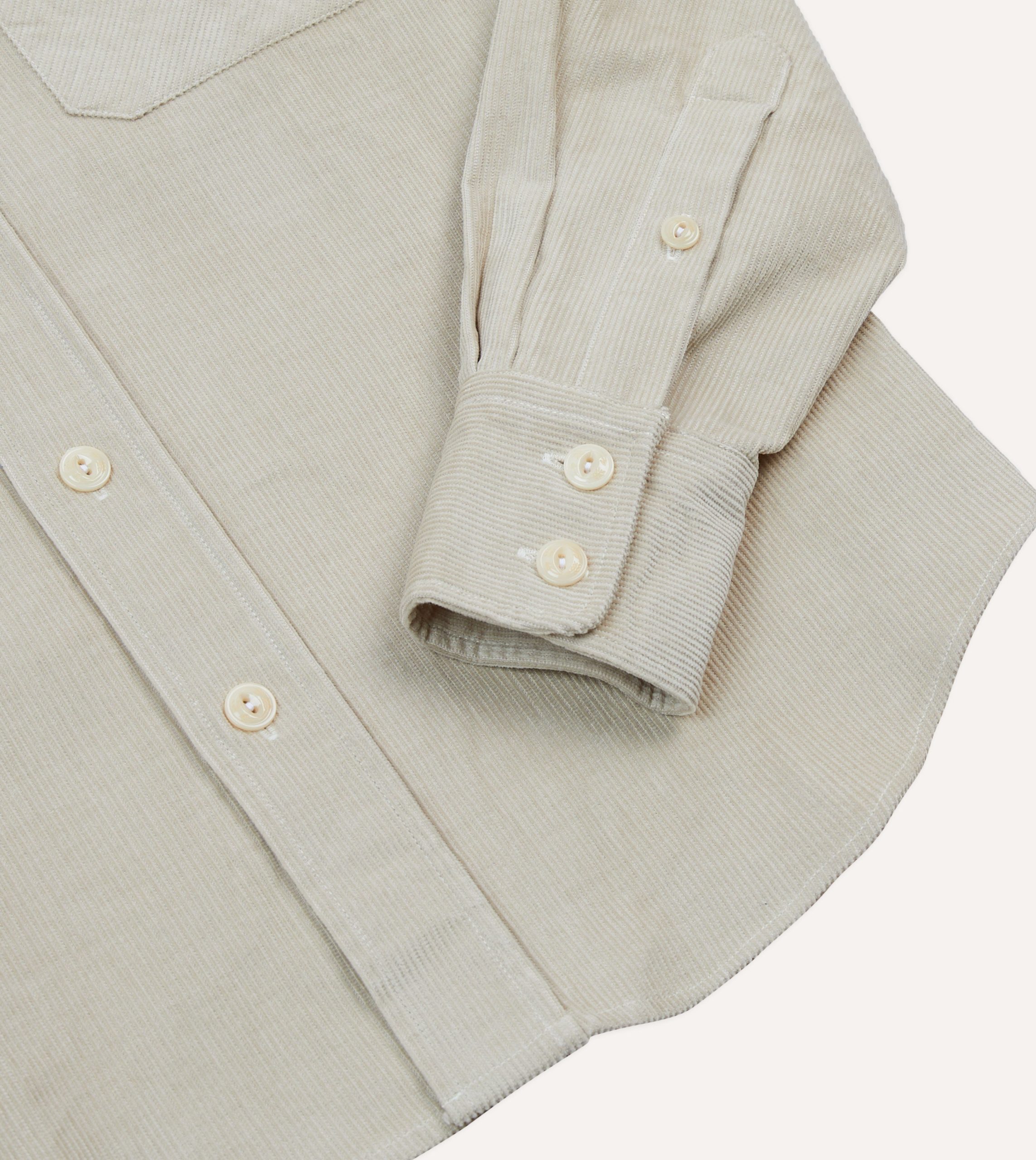 Ecru Corduroy Two-Pocket Western Shirt - Image 5