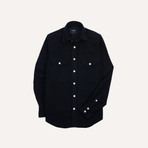 Navy Moleskin Two-Pocket Western Shirt