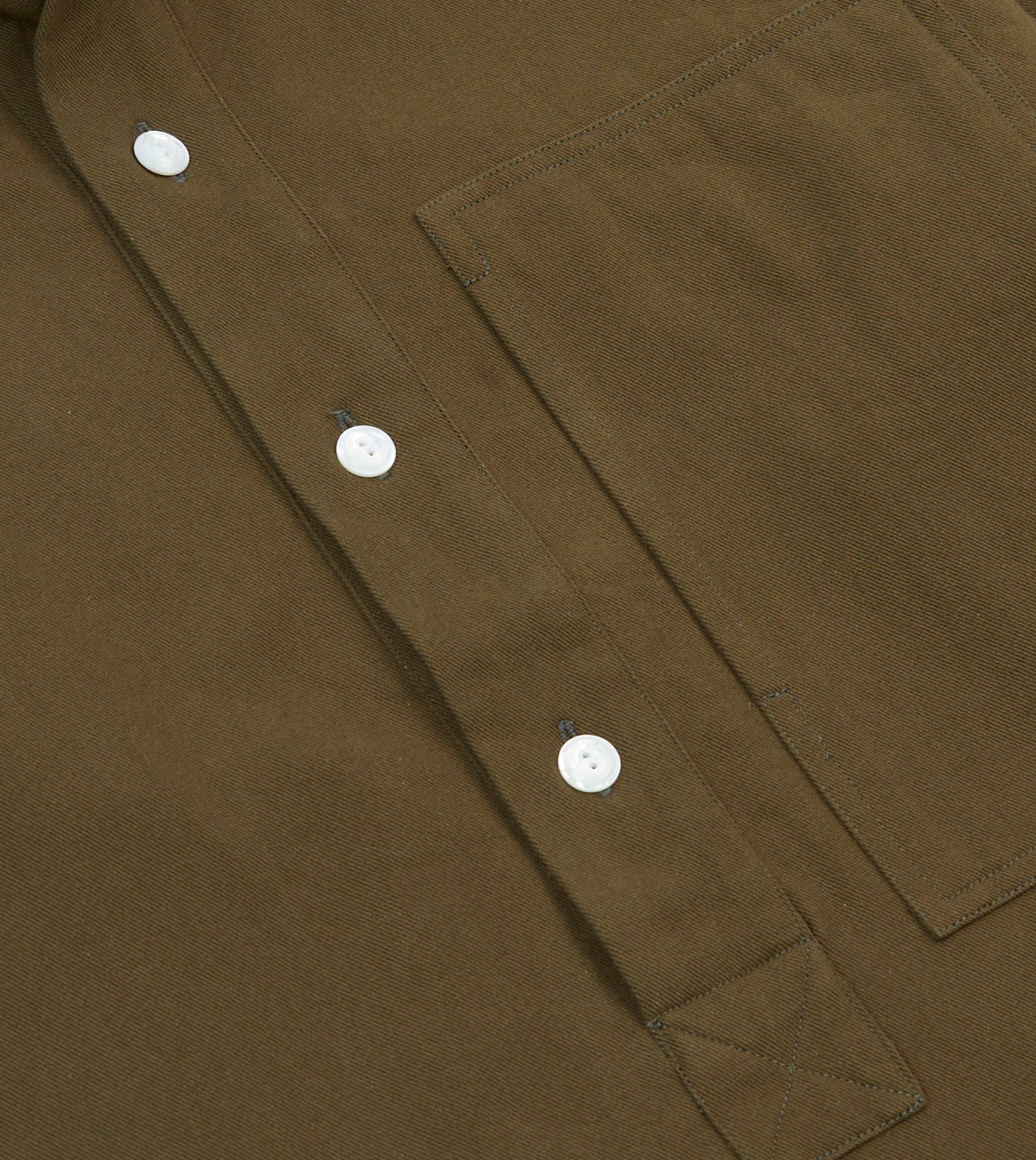 Brown Cotton Mandarin Collar Popover Shirt - Image 4