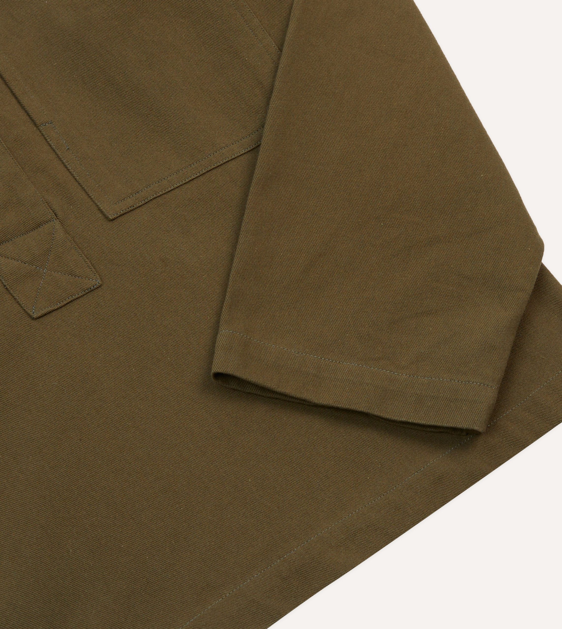 Brown Cotton Mandarin Collar Popover Shirt - Image 5