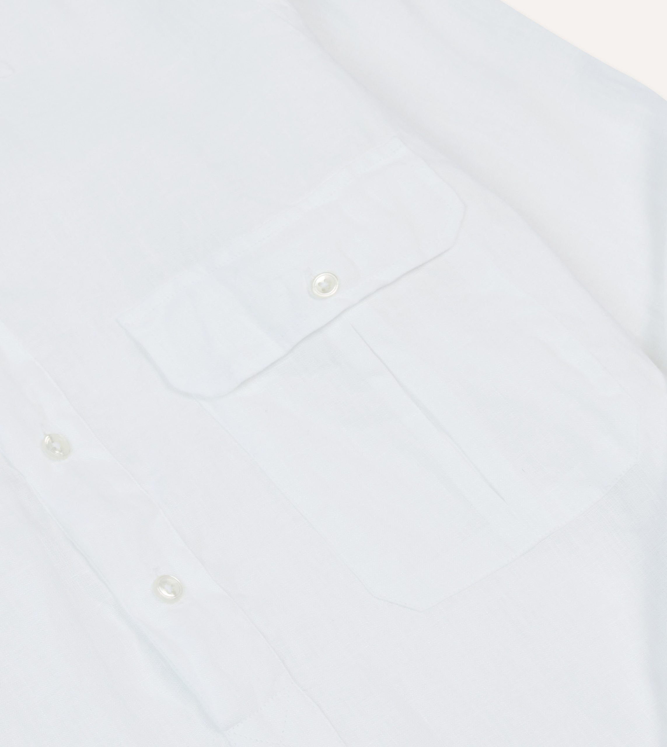 White Linen Long Point Collar Popover Shirt - Image 4