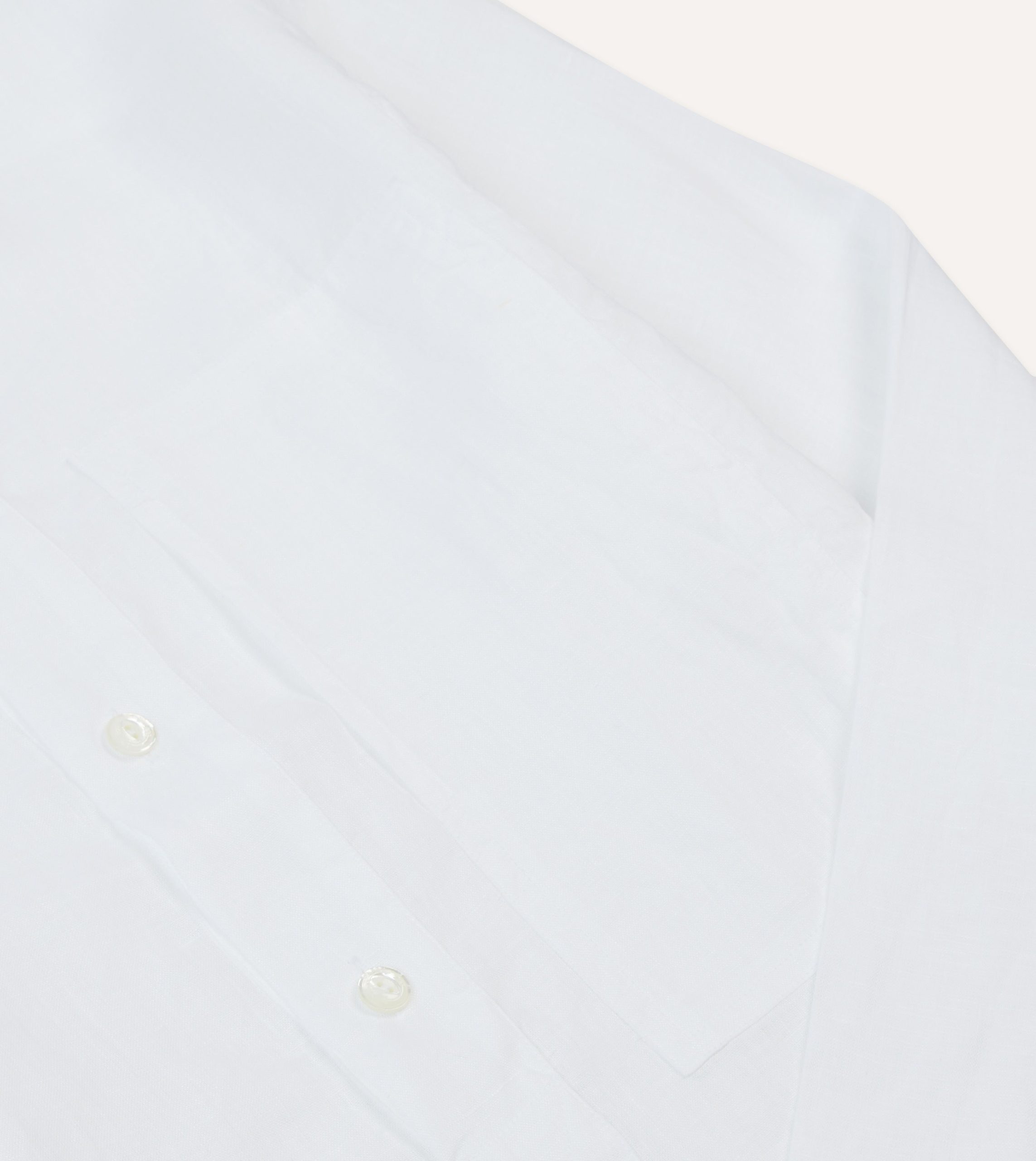White Linen Mandarin Collar Popover Shirt - Image 4