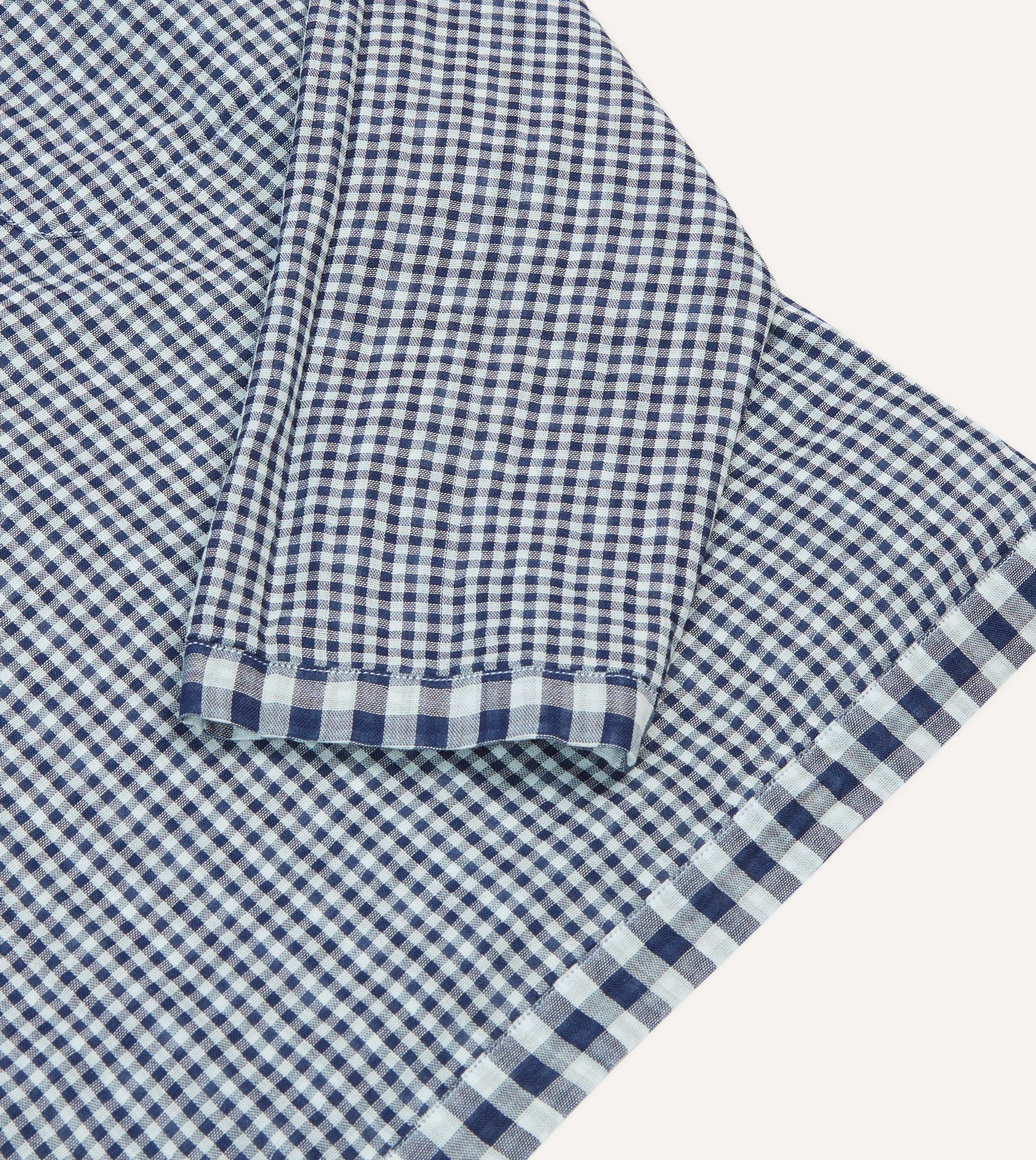 Navy Gingham Cotton Reversible Smock - Image 11