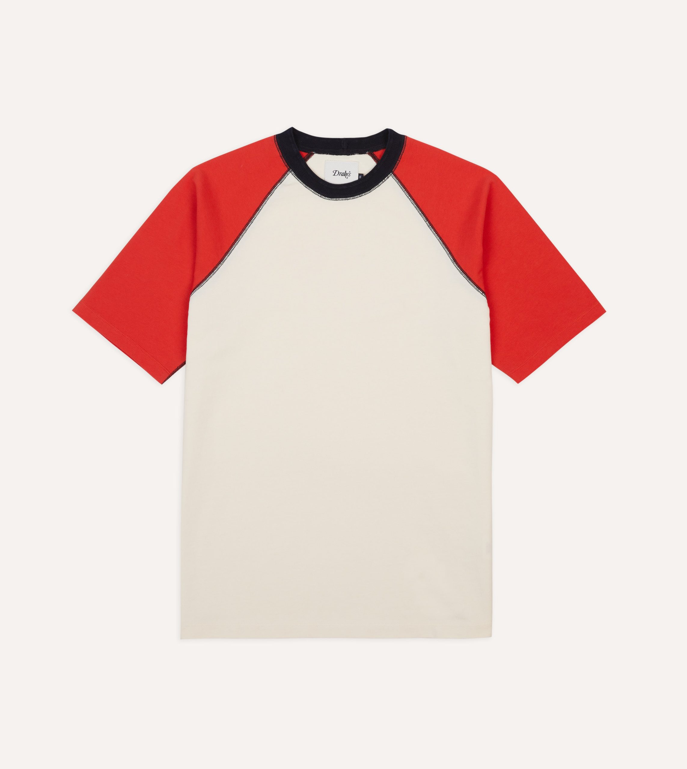 Ecru and Red Raglan Sleeve Hiking T-Shirt