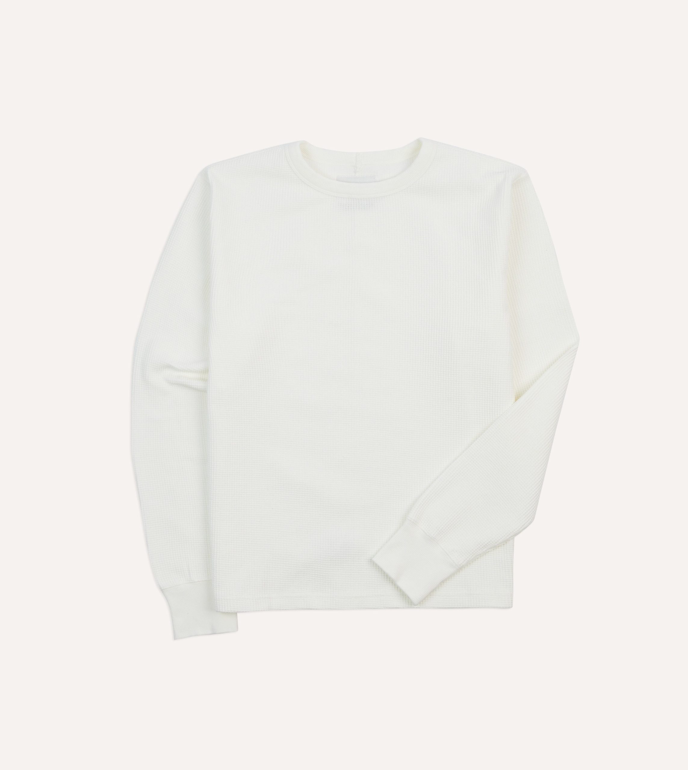 White Waffle Knit Long-Sleeve Hiking T-Shirt