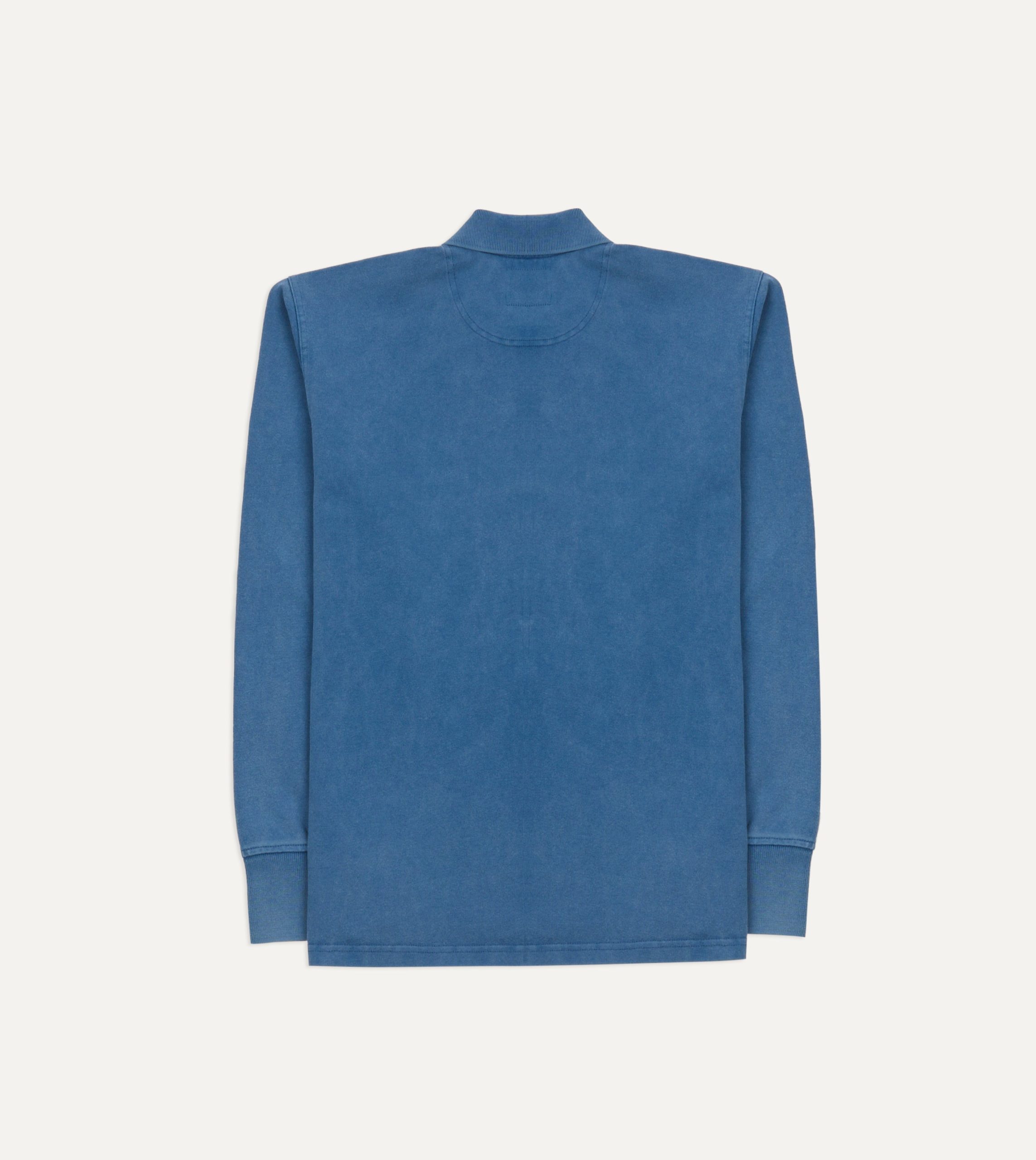 Indigo Cotton Jersey Long-Sleeve Polo Shirt - Image 6
