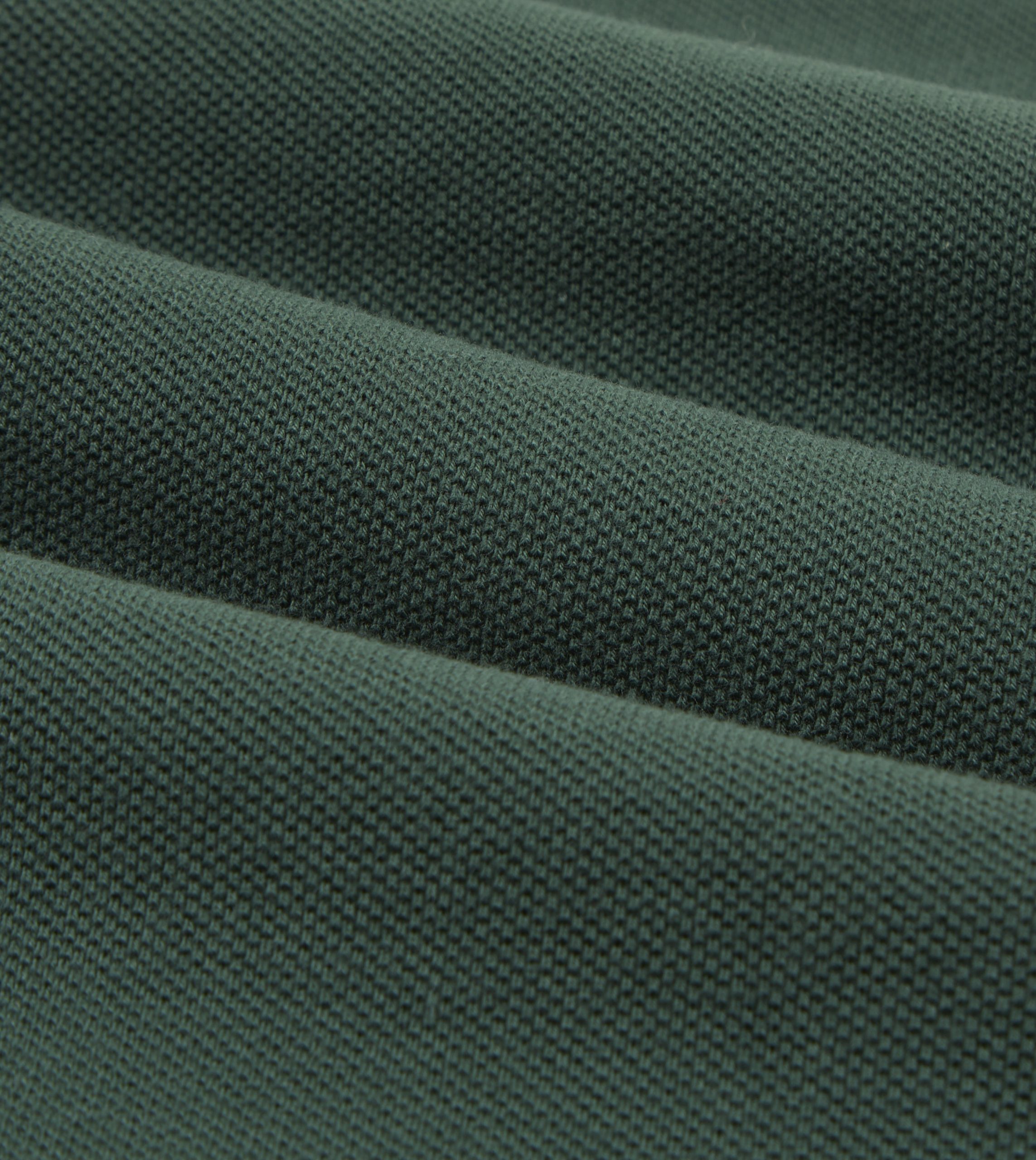 Green Pique Cotton Long-Sleeve Polo Shirt - Image 2