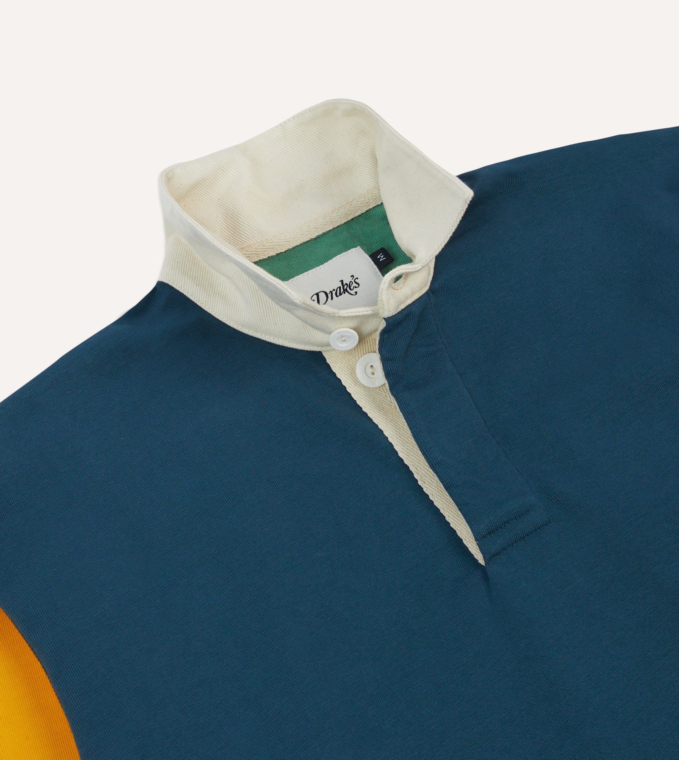 Navy. Yellow. Red and Green Colourblock Cotton Rugby Shirt - Image 4