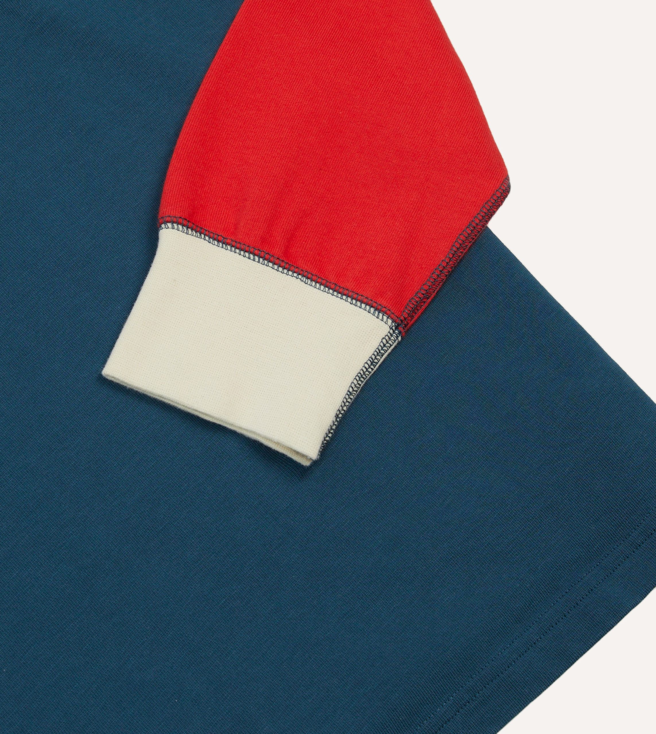 Navy. Yellow. Red and Green Colourblock Cotton Rugby Shirt - Image 5
