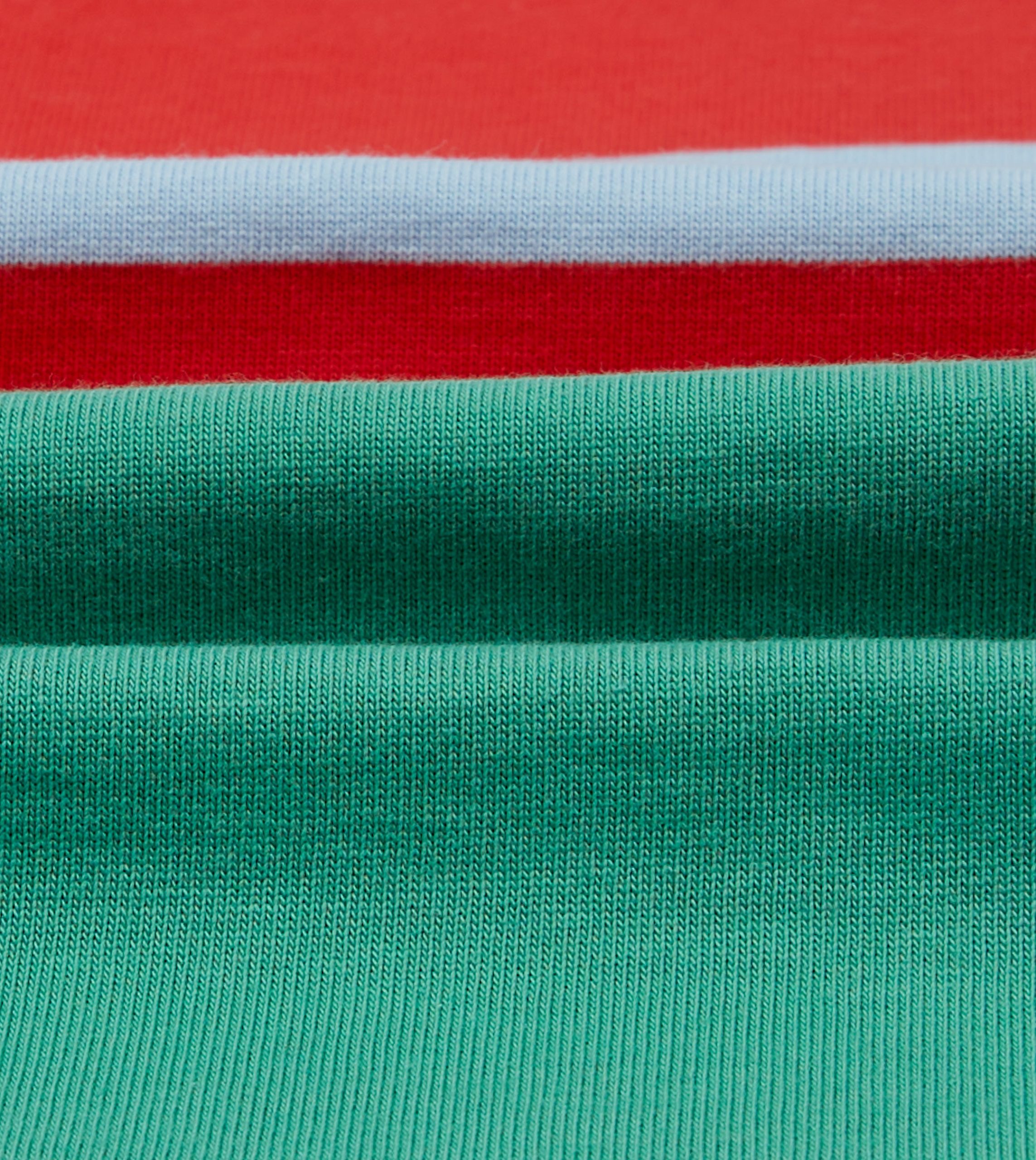 Green. Blue and Red Centre Stripe Cotton Rugby Shirt - Image 2