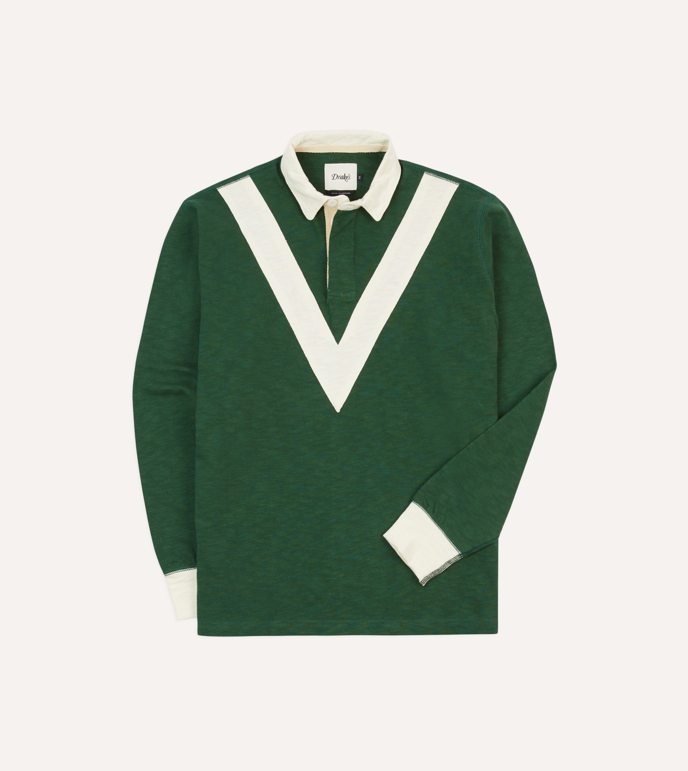 Green and Ecru Chevron Flam?? Cotton Rugby Shirt