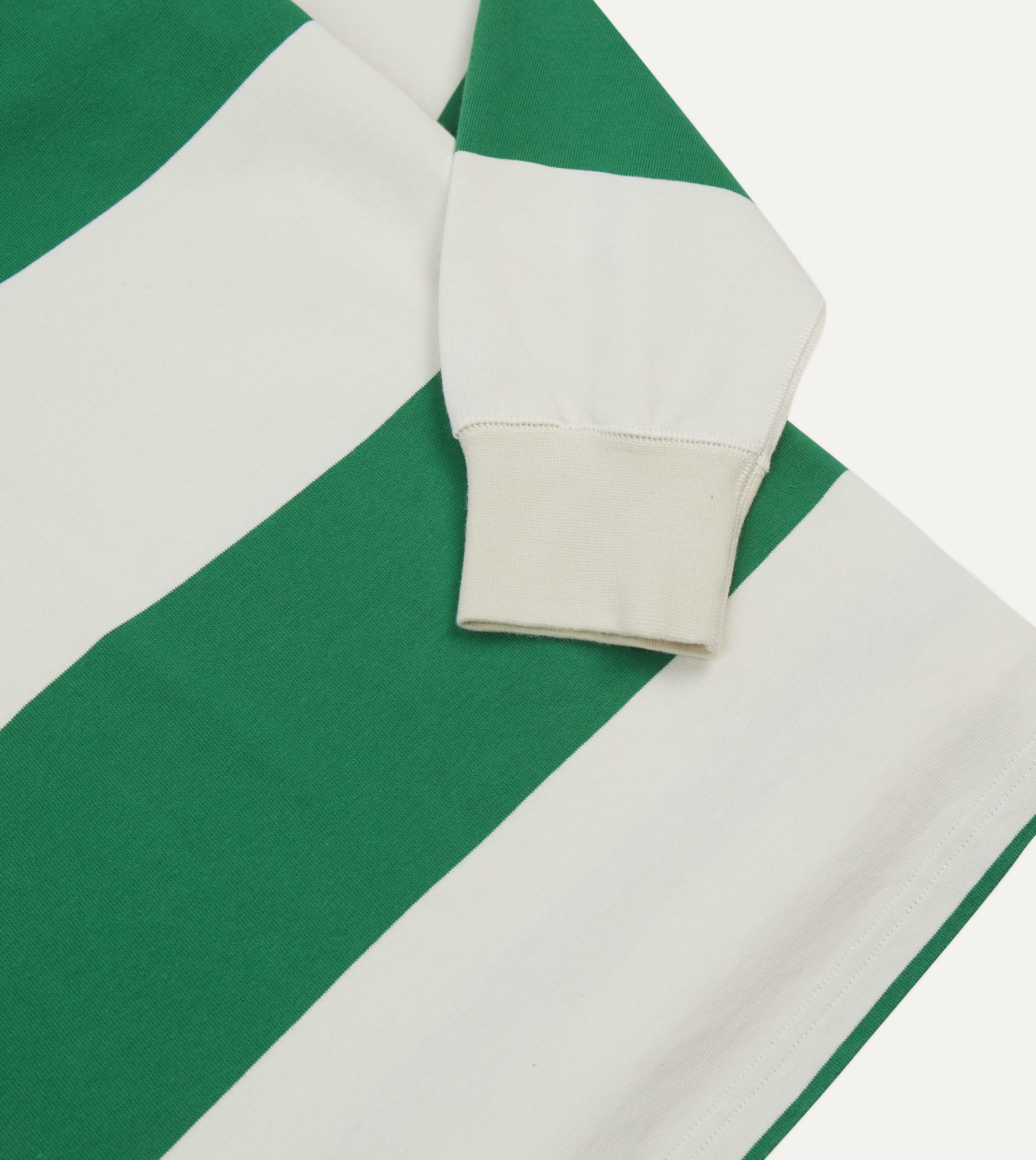 Green and White Stripe Cotton Mandarin Collar Rugby Shirt - Image 5