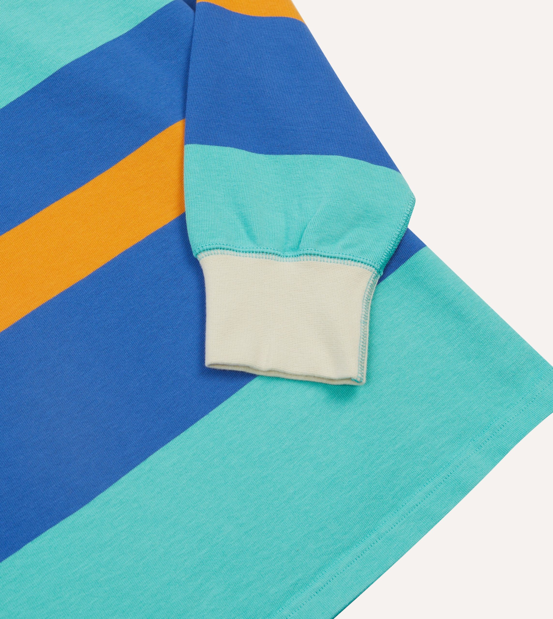 Turquoise. Yellow. Blue and Red Multi Stripe Cotton Rugby Shirt - Image 5