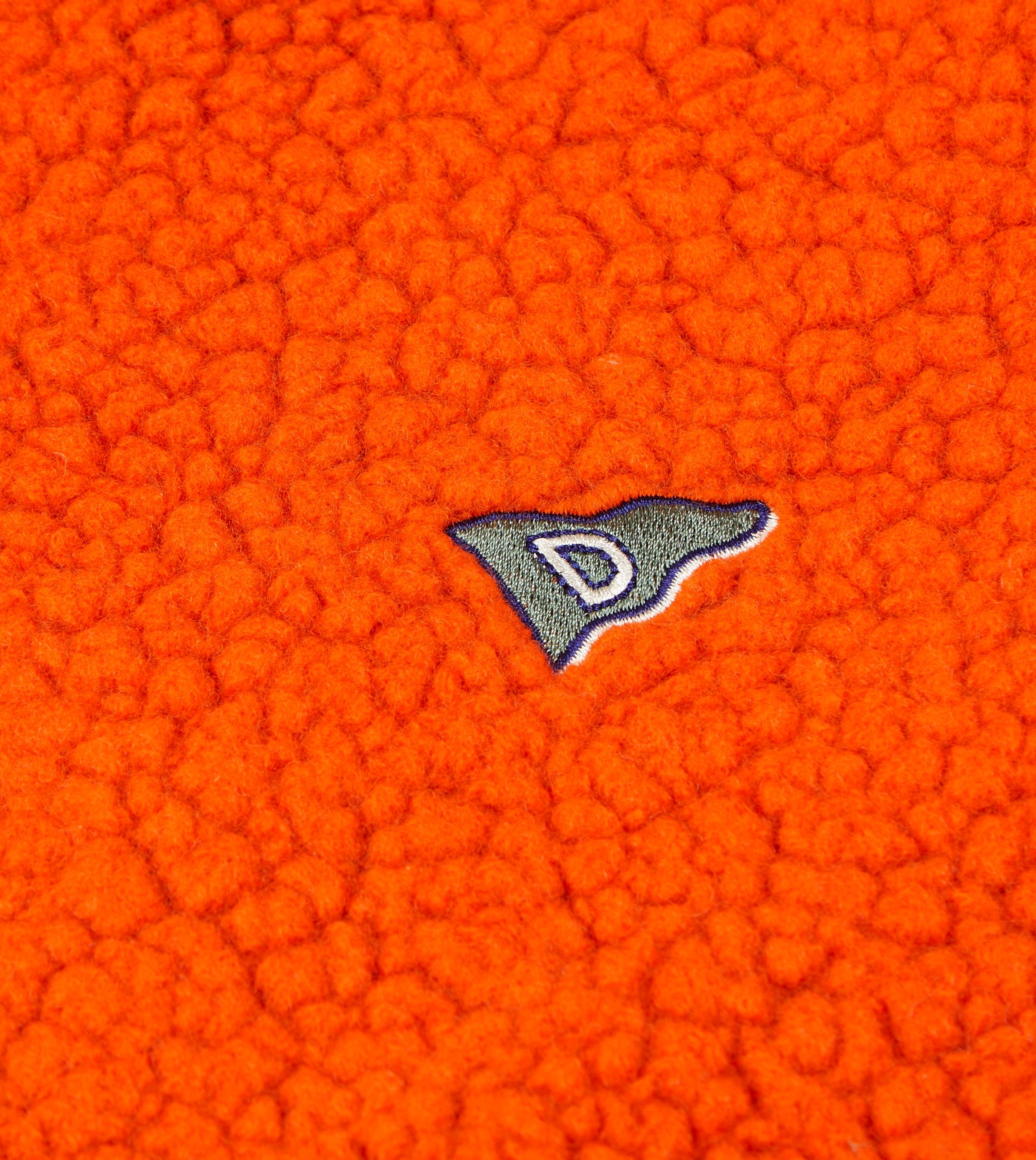 Orange Boucle Wool Zip Fleece Jacket - Image 5